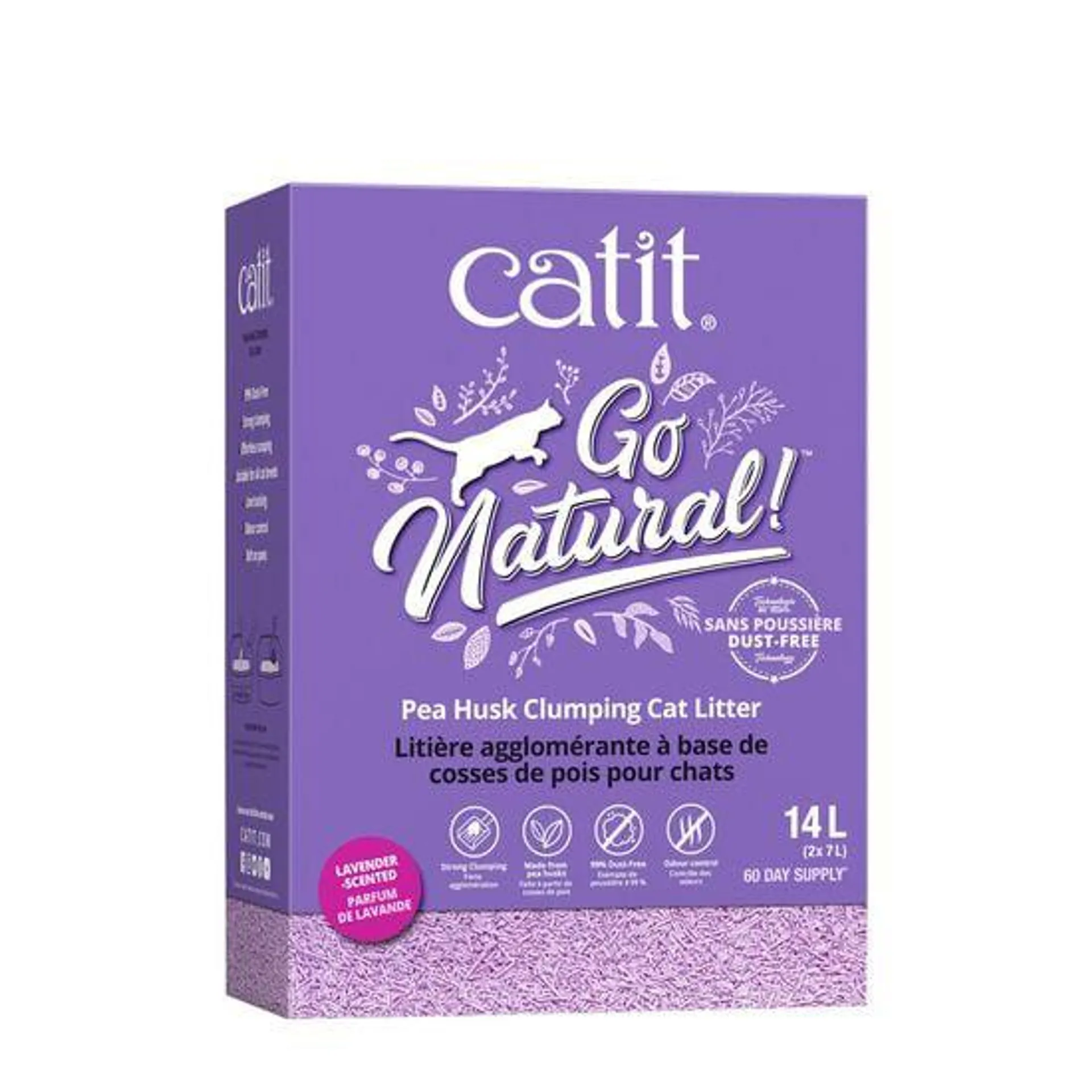 Go Natural! Pea Husk Clumping Cat Litter, Lavender