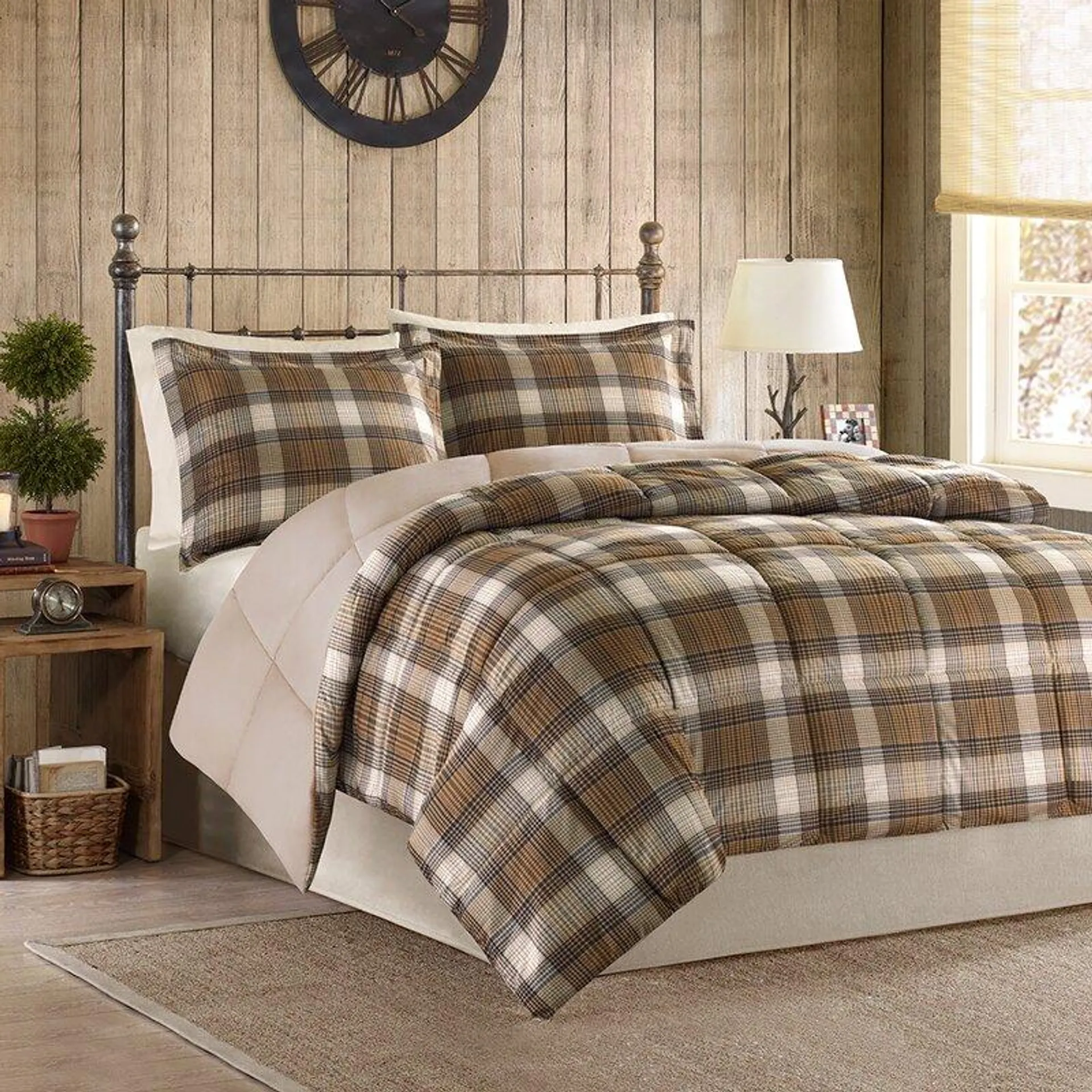 Lumberjack Classic Quilting Soft and Cozy Solid Reverse Down Alternative Comforter Set