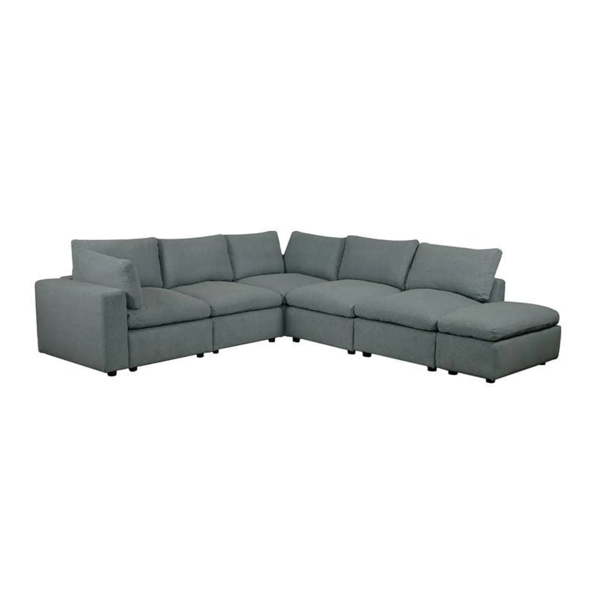 Sectionnel modulaire avec ottoman gris - 7 mcx