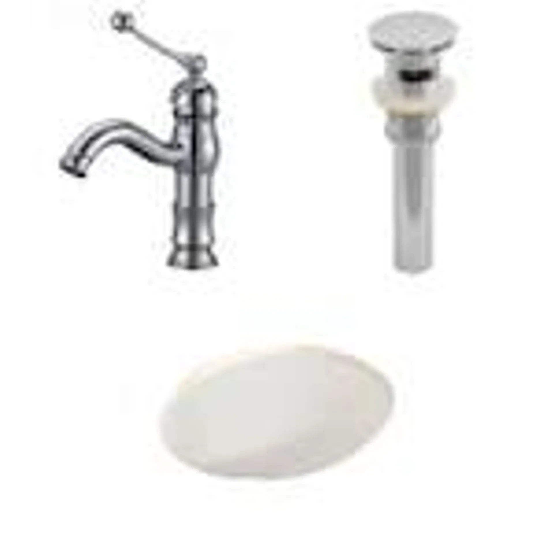 19.75-in. W CUPC Oval Bathroom Undermount Sink Set In Biscuit - Chrome Hardware - Overflow Drain Incl. AI-13251