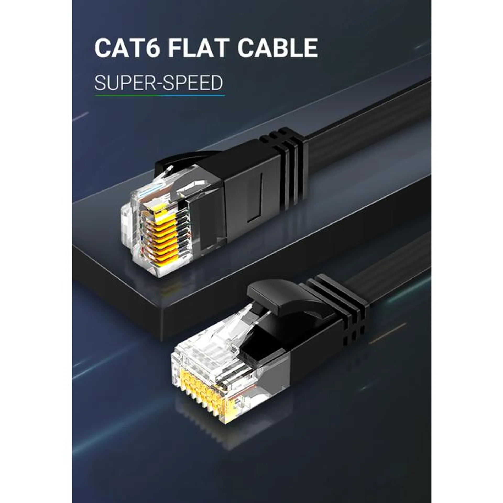 Cat6 Flat Internet Network Ethernet Patch Cable Short - Black PrimeCables® - 0.5ft
