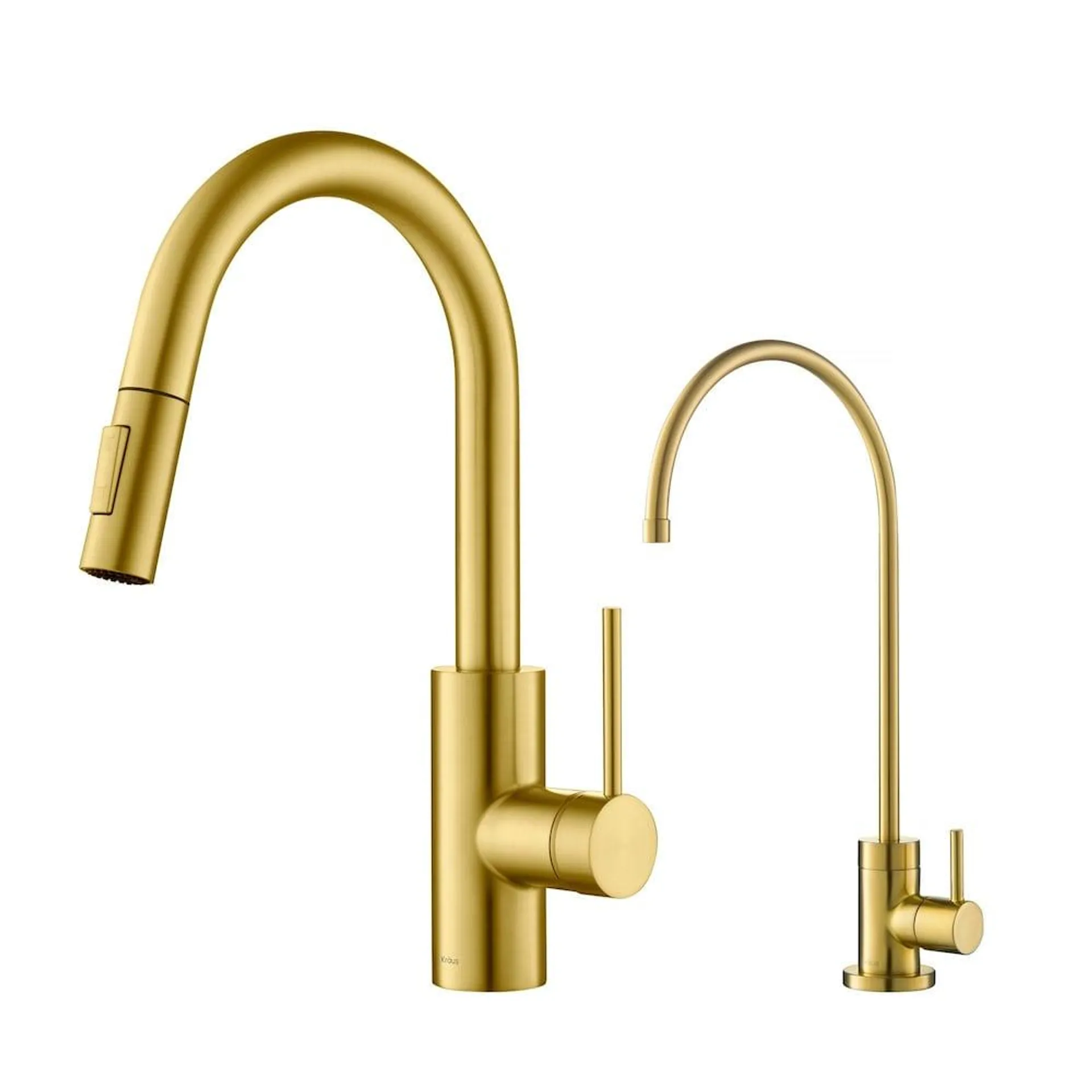 Oletto 1-Handle Pull-Down Faucet and Filtration Faucet in Brushed Brass