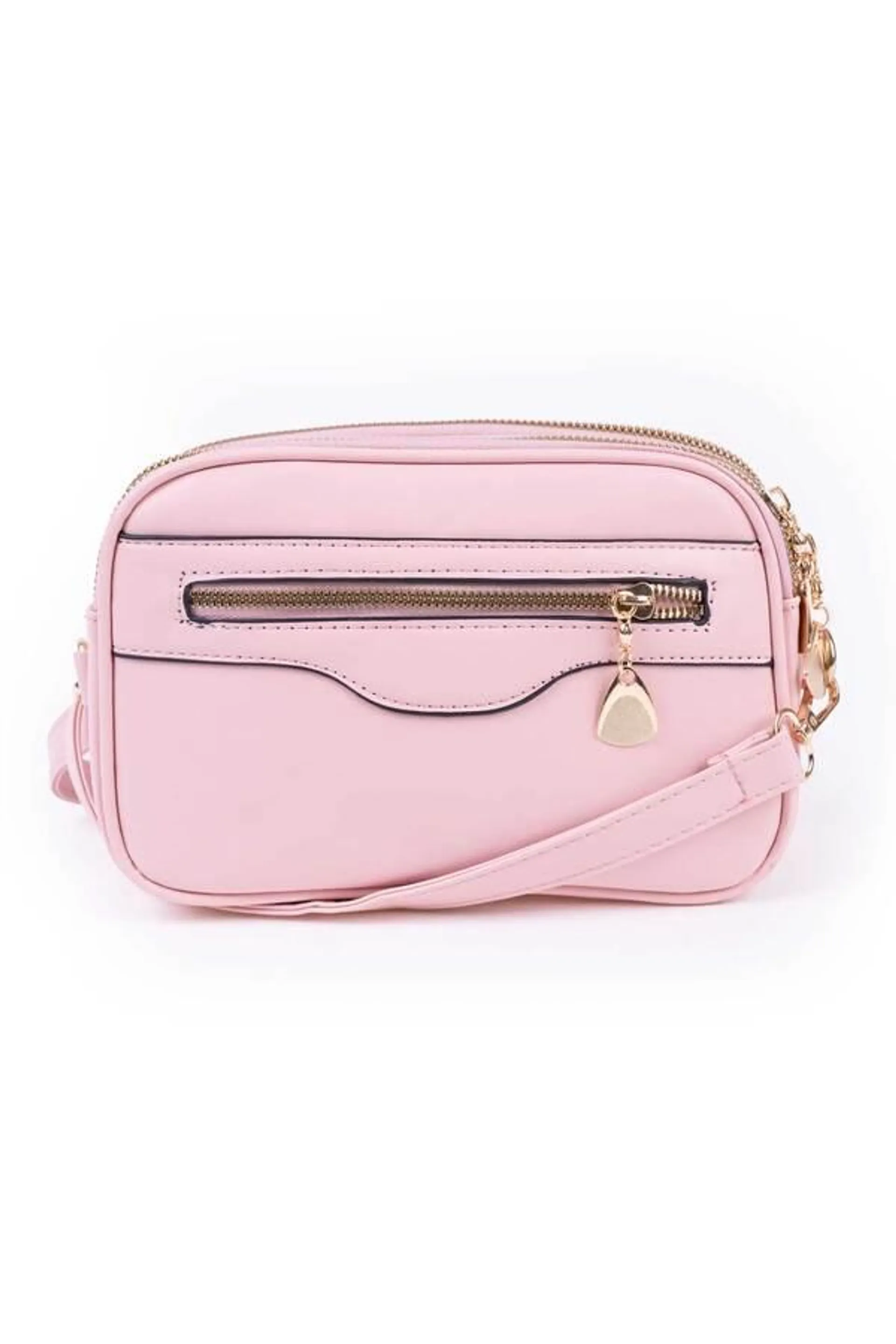 Cross-body smooth vegan leather, fashion bag - Pink