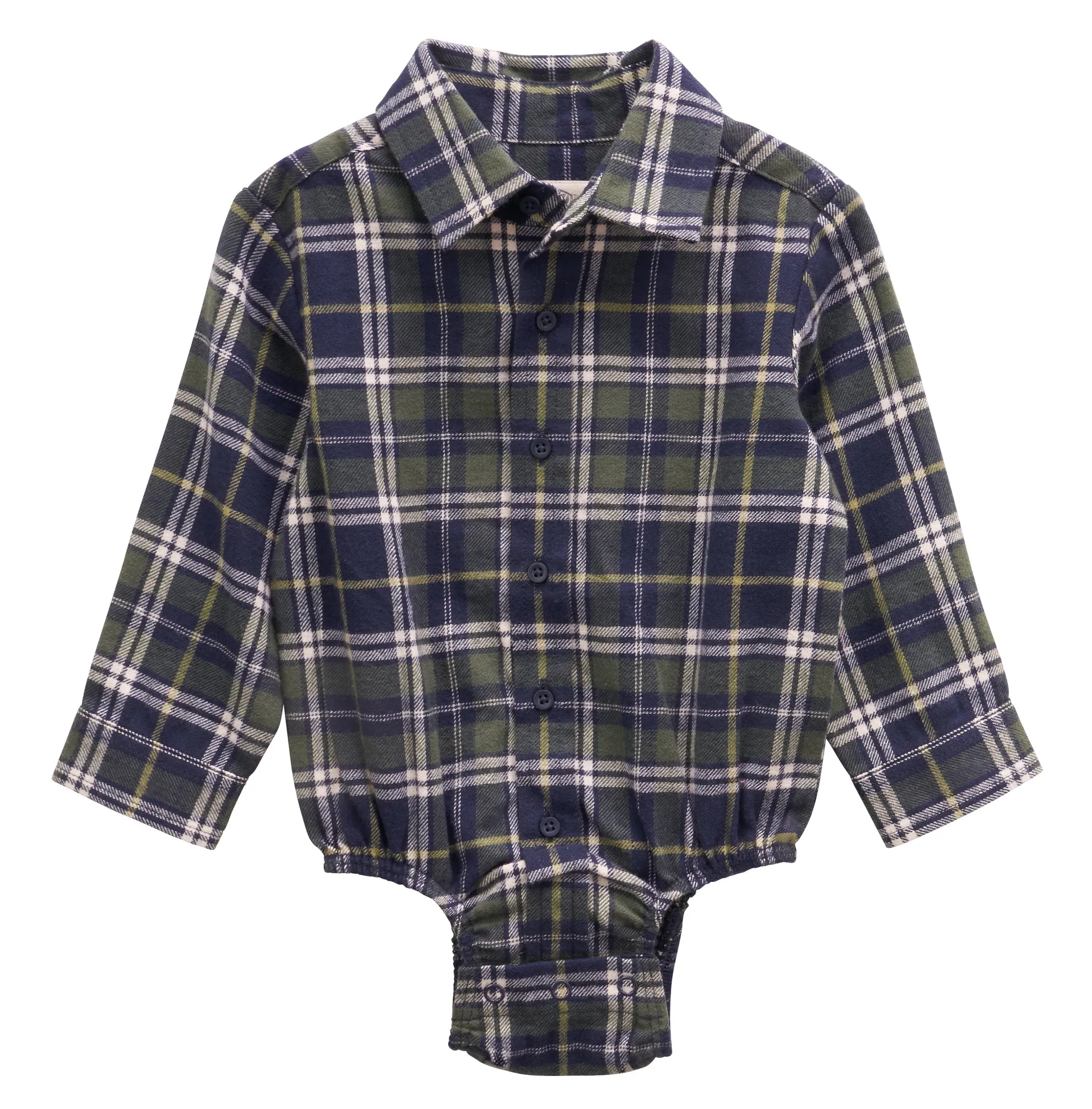 New! Outdoor Kids Flannel Long-Sleeve Button-Down Bodysuit for Babies