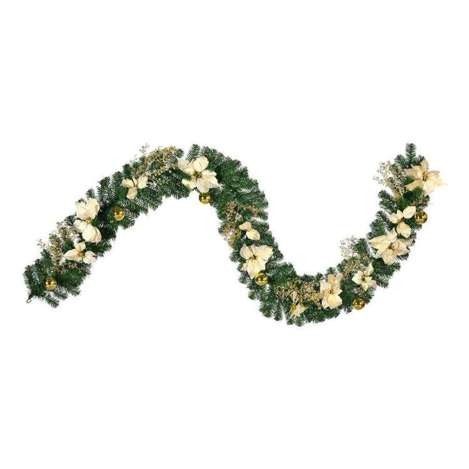 Jolly & Joy 2.7 m Gold Poinsettia Garland Gold 2.7 m