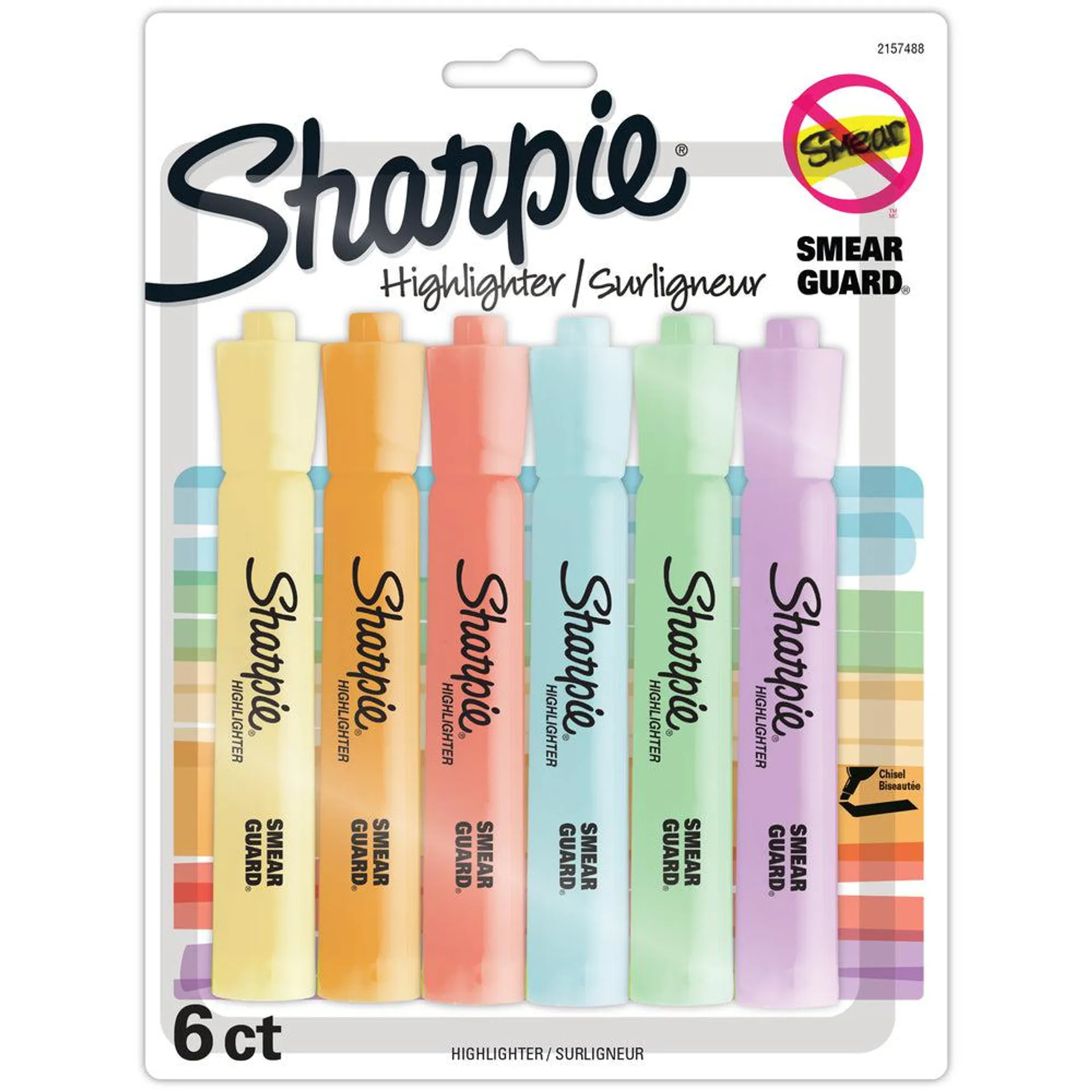 Sharpie Chisel Tip Tank-Style Highlighters - Assorted Pastel Colours - 6 Pack