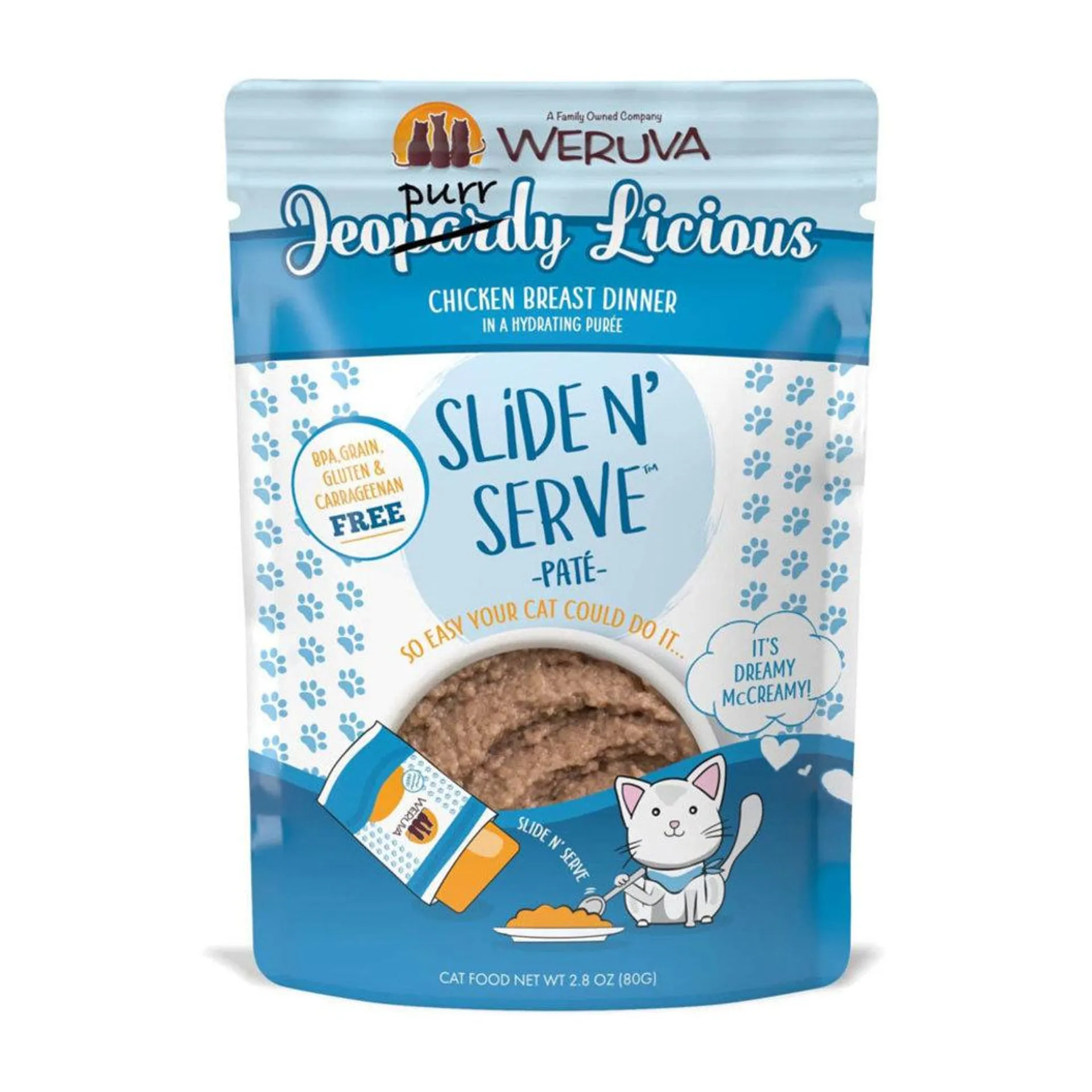 Weruva, Pouch Feline - Jeopurrdy Licious - Chicken Breast - 80 g - Pate - Wet Cat Food