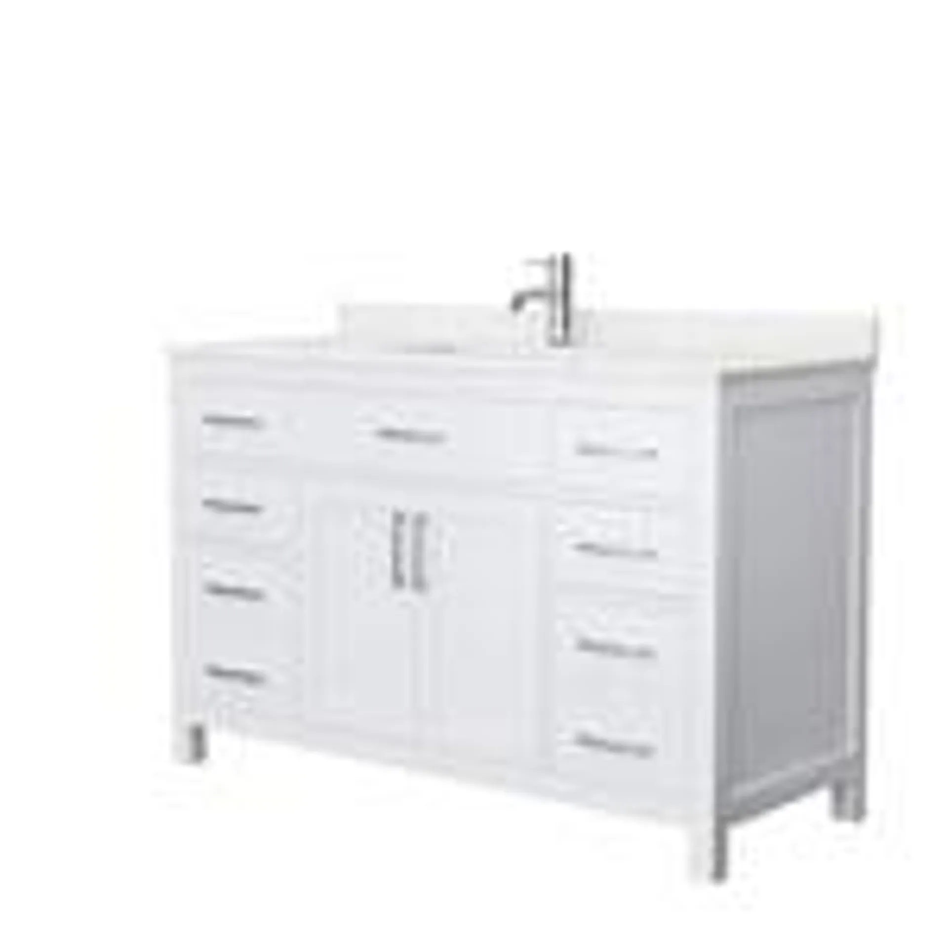 Beckett 54 inch White Single Vanity, Carrara Cultured Marble Top