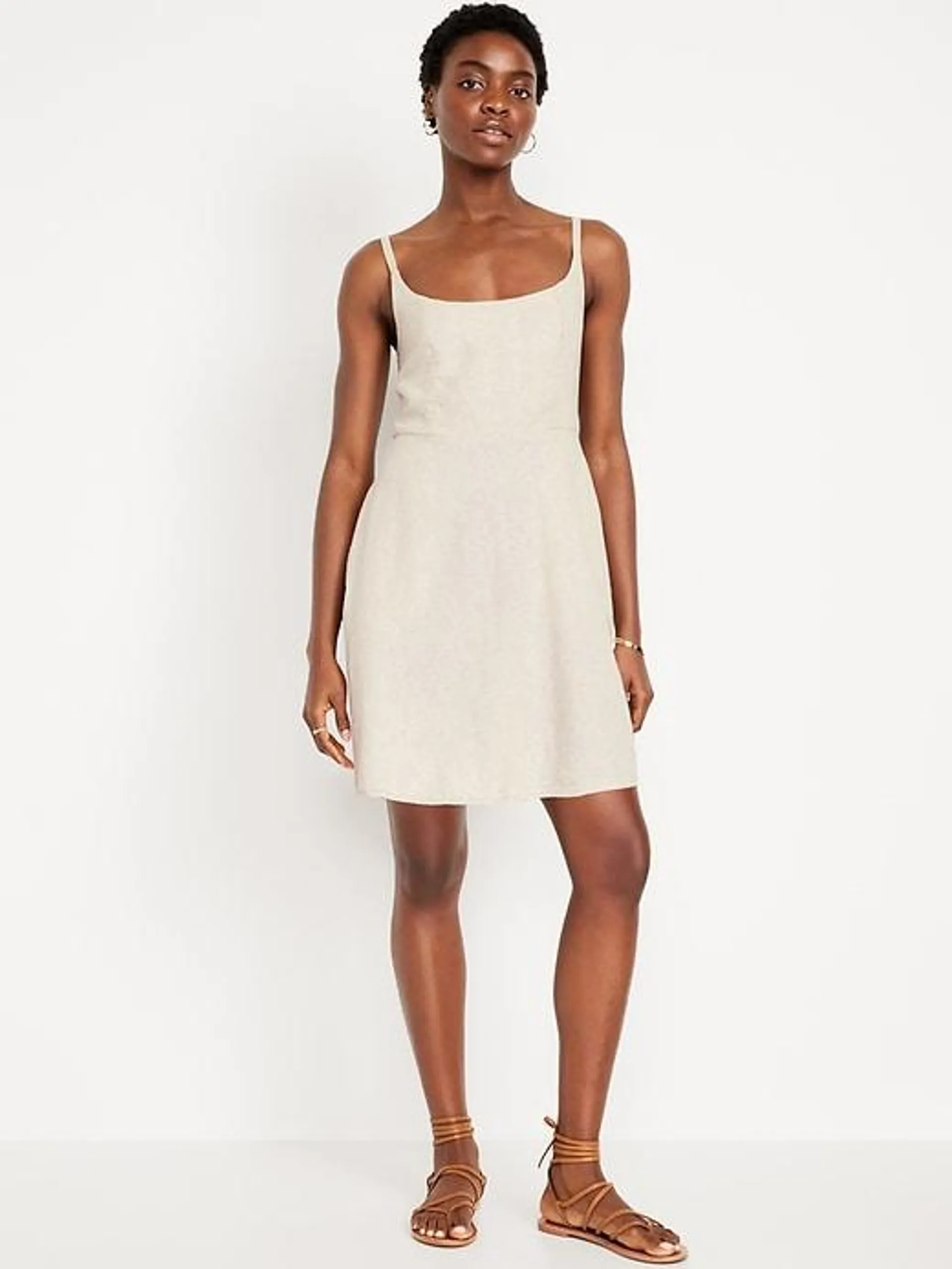 Fit & Flare Linen-Blend Mini Dress