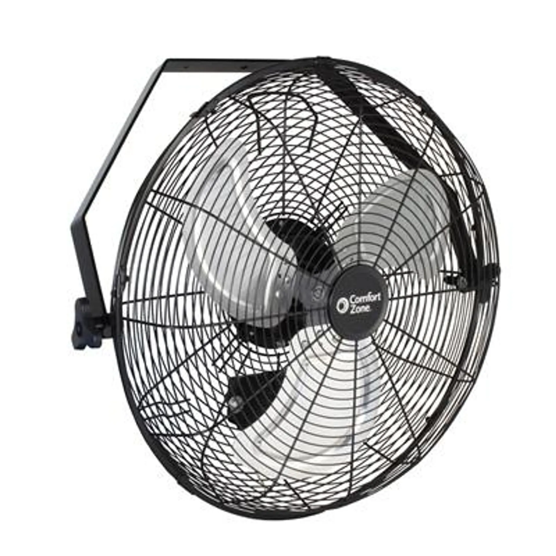 BE or Comfort Zone High-Velocity Industrial 2-Speed 18" Wall Mount Fan with Aluminum Blades and Adjustable Tilt