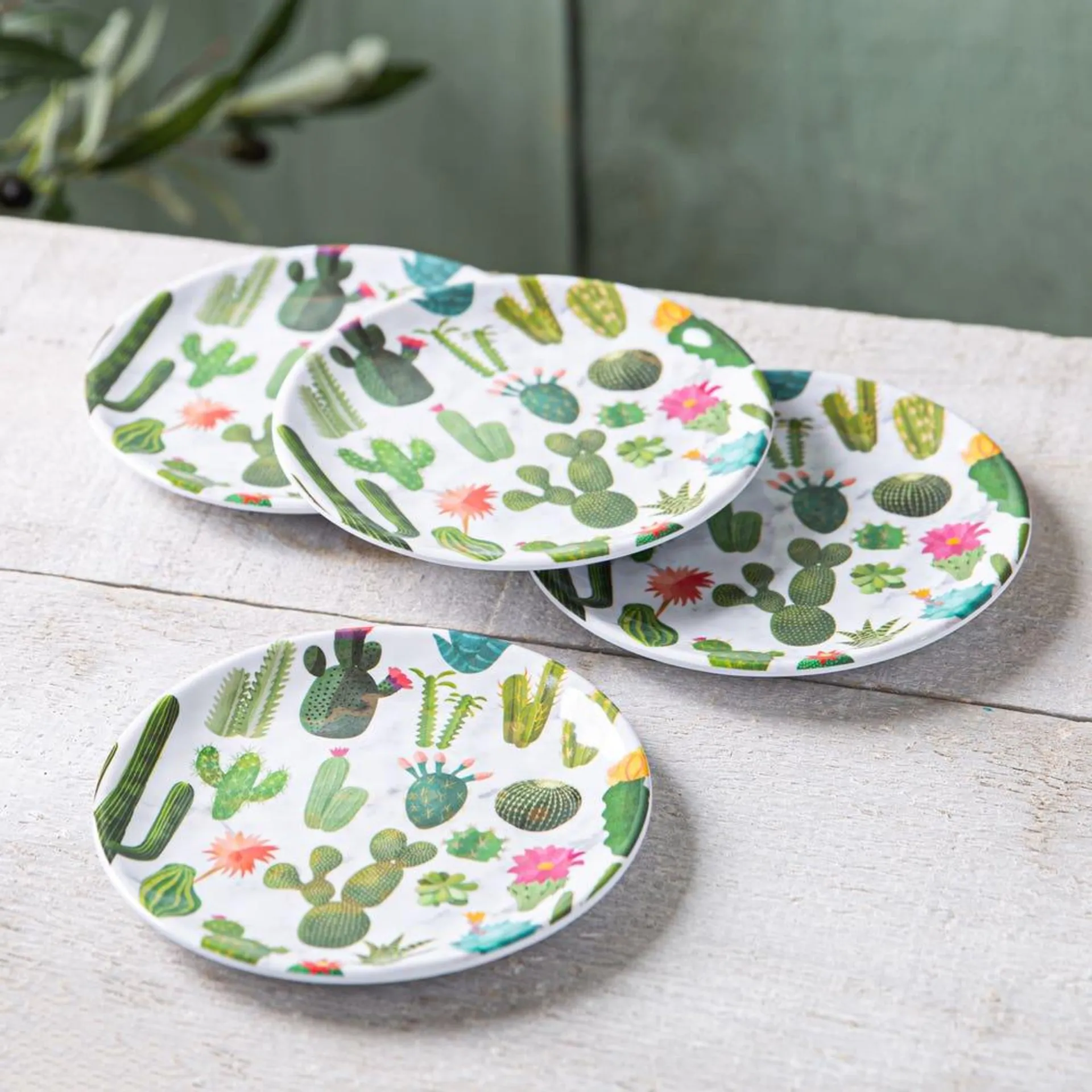 KSP Nibble 'Cactus' Melamine Tidbit Plate - S/4 6" Dia. (Multi Colour)