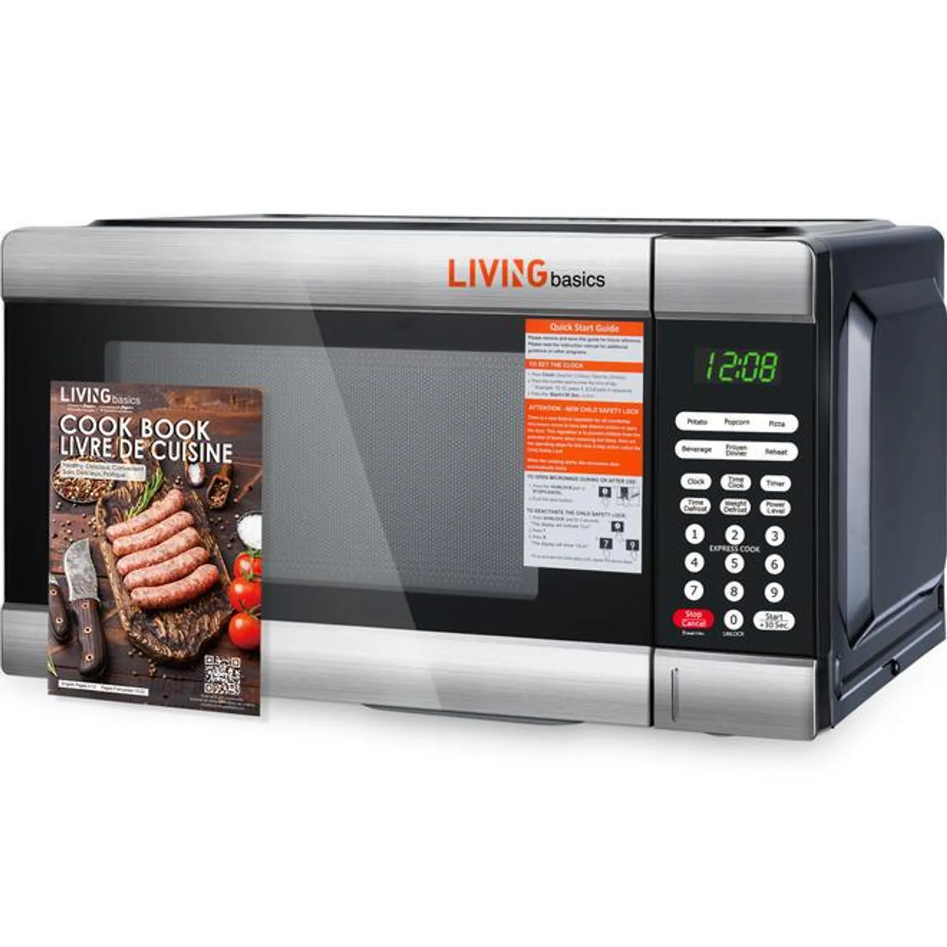 1.1-Cu Ft Countertop Microwave Oven, 1500W, Built-in Inverter Technology - LIVINGbasics®