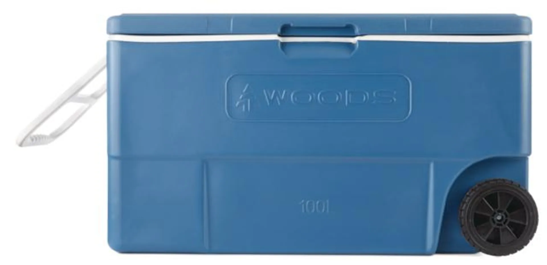 Woods Boreal Wheeled Camping Cooler, 130 Can Capacity, 100-L, Blue