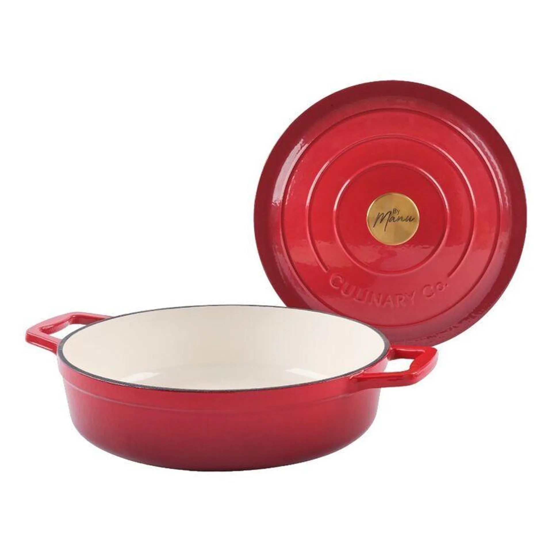 Culinary Co By Manu Cast Iron Shallow Casserole Red