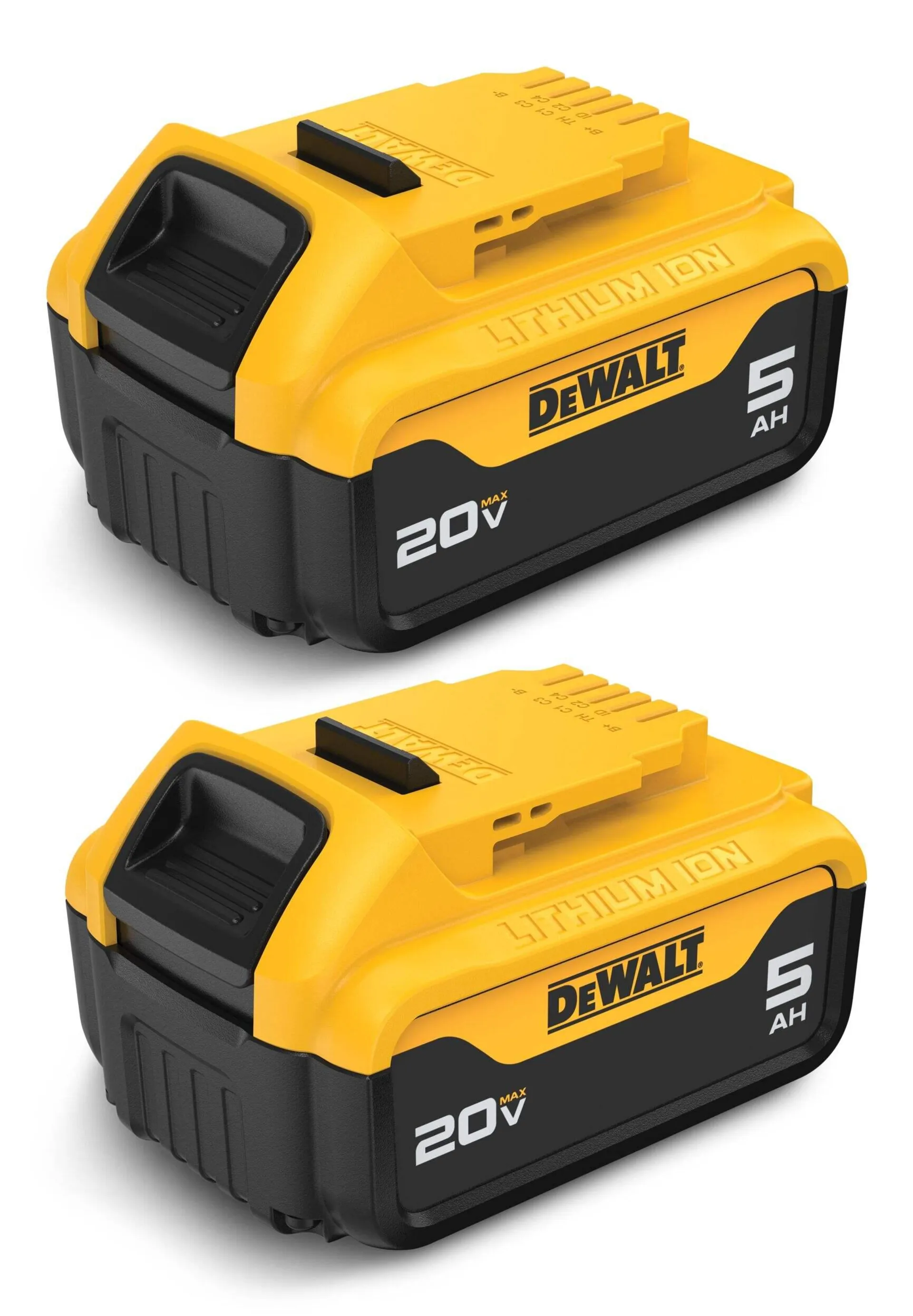 DEWALT DCB205-2 20V MAX Lithium-Ion 5.0Ah Battery Pack with LED Fuel Gauge, 2-pk