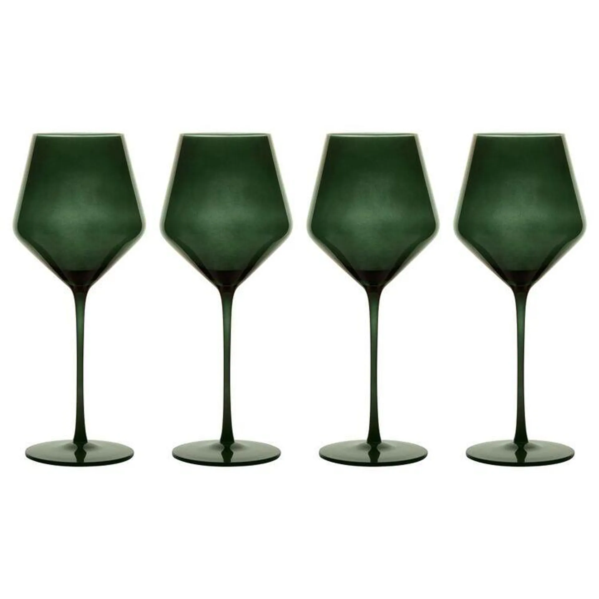 Bouclair Christmas Velvet Statement Wine Glass 4 Piece Set Green 9 x 7 x 26 cm