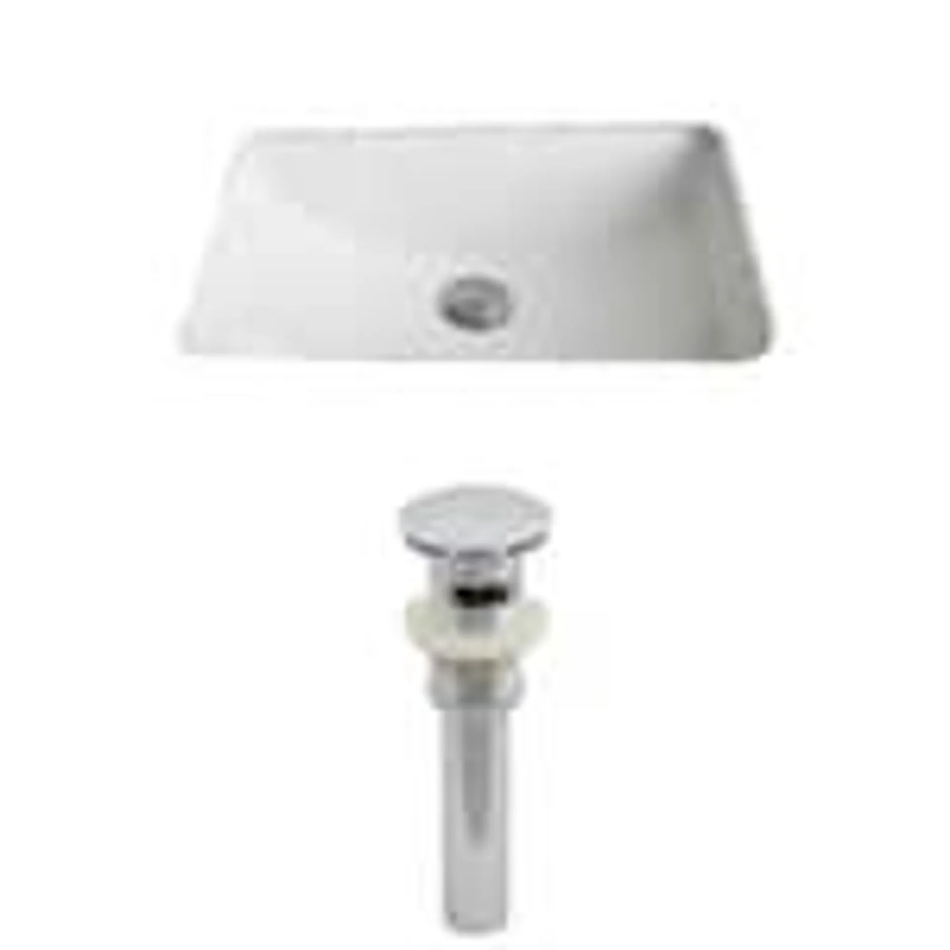 20.75-in. W Rectangle Bathroom Undermount Sink Set In White - Chrome Hardware - Overflow Drain Incl. AI-12807