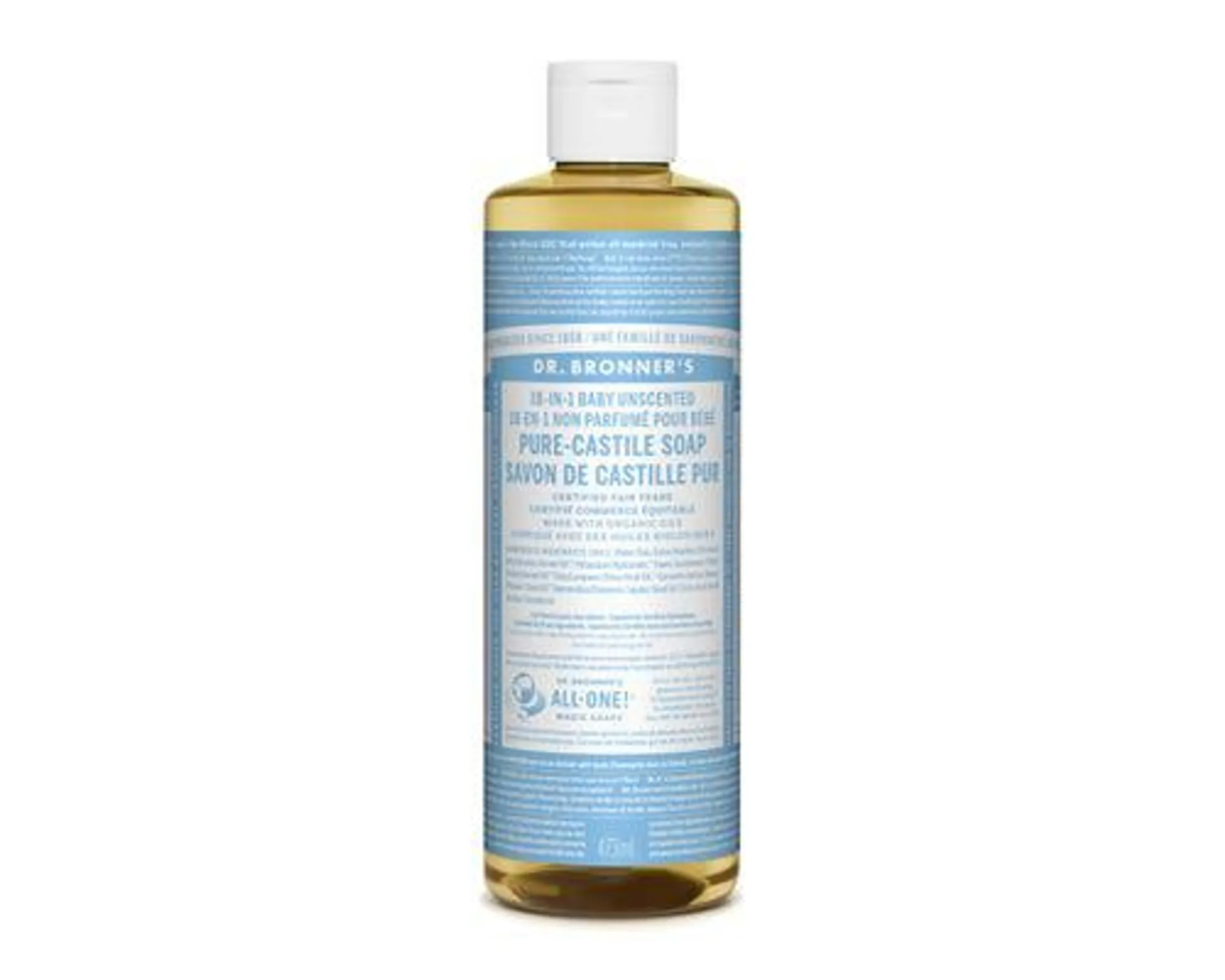 Dr. Bronner's 18-In-1 Pure-Castile Liquid Soap Baby Unscented 473mL