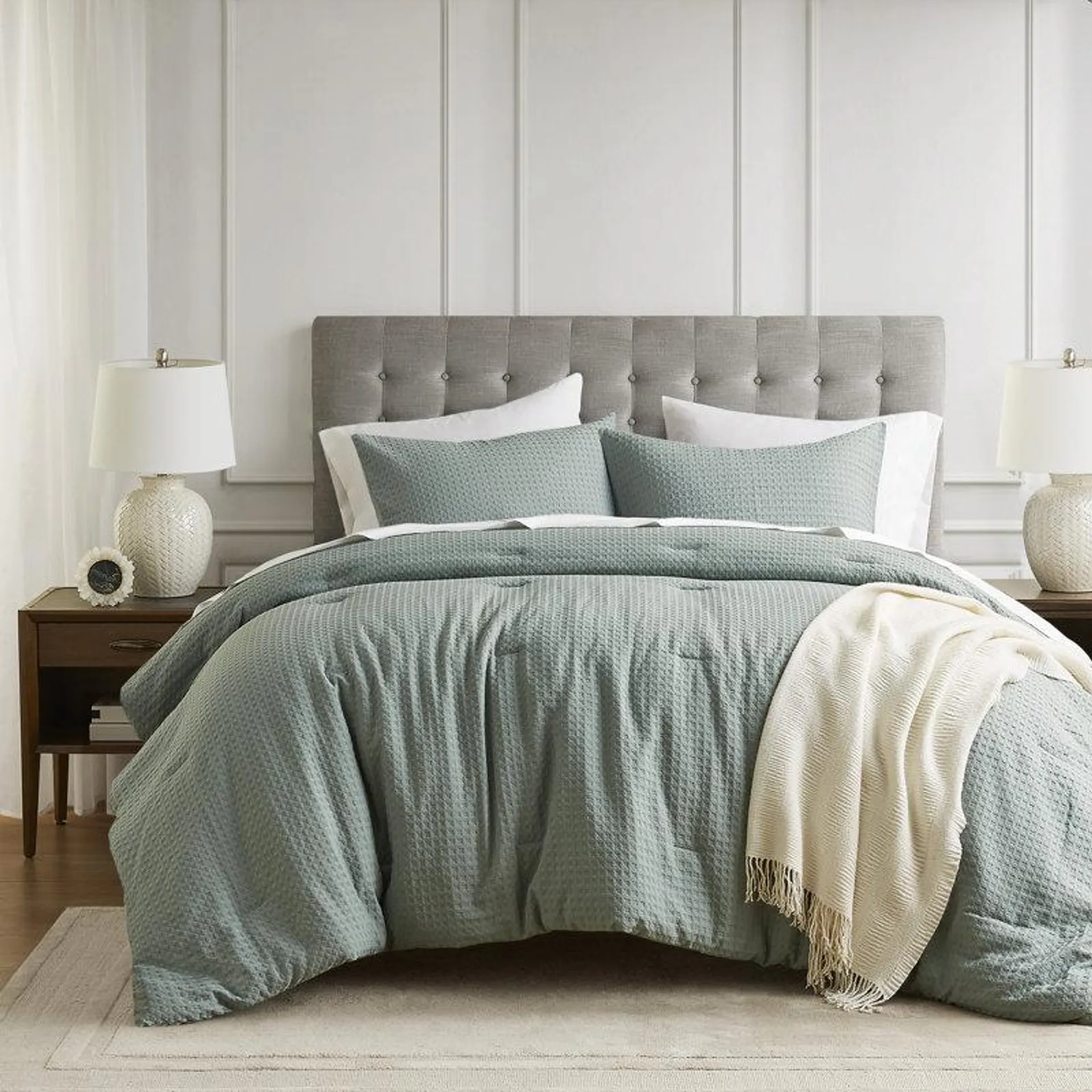 Bora Waffle Weave Textured Comforter Set