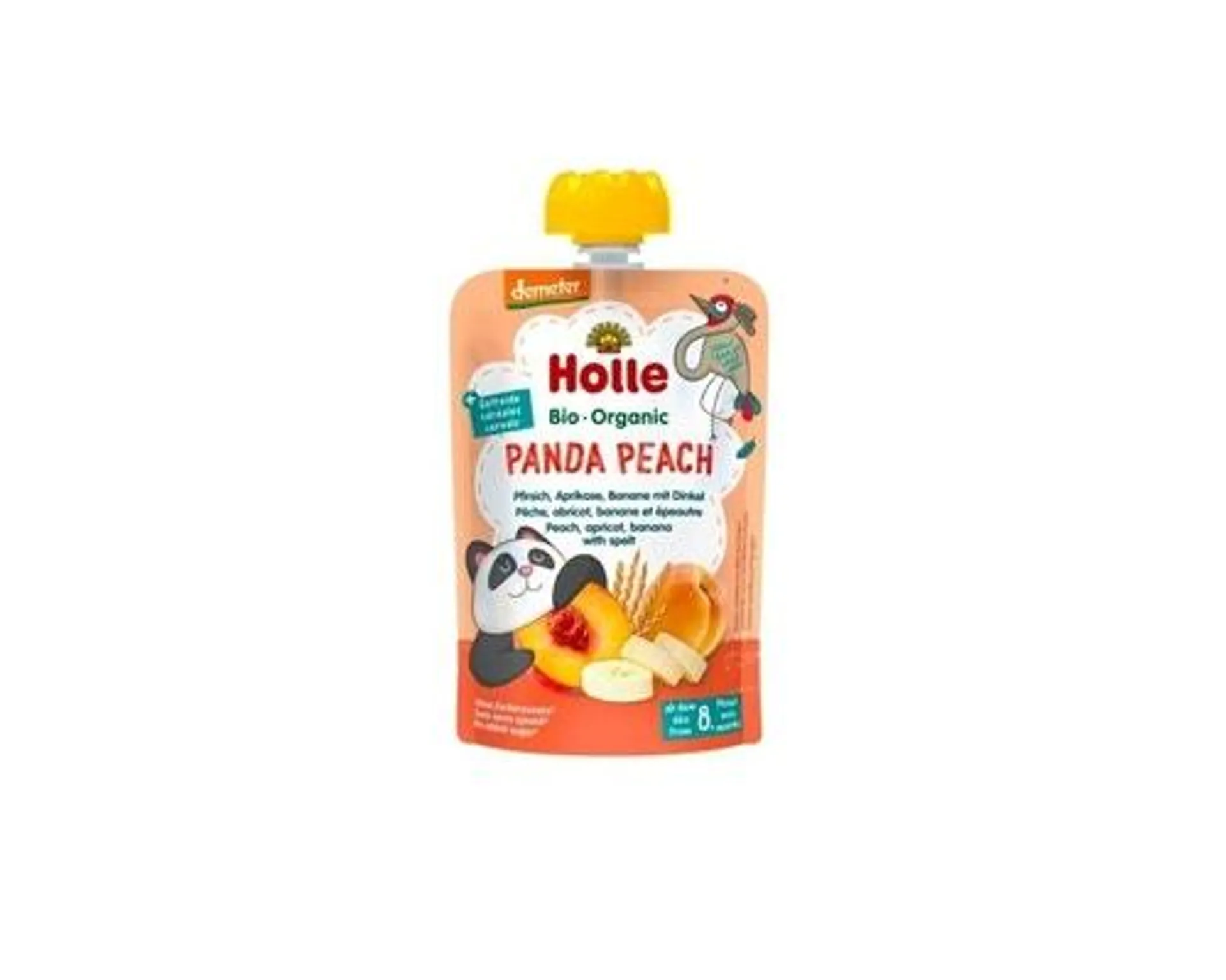 Holle Bio-Organic Baby Food Pouch Panda Peach 100g