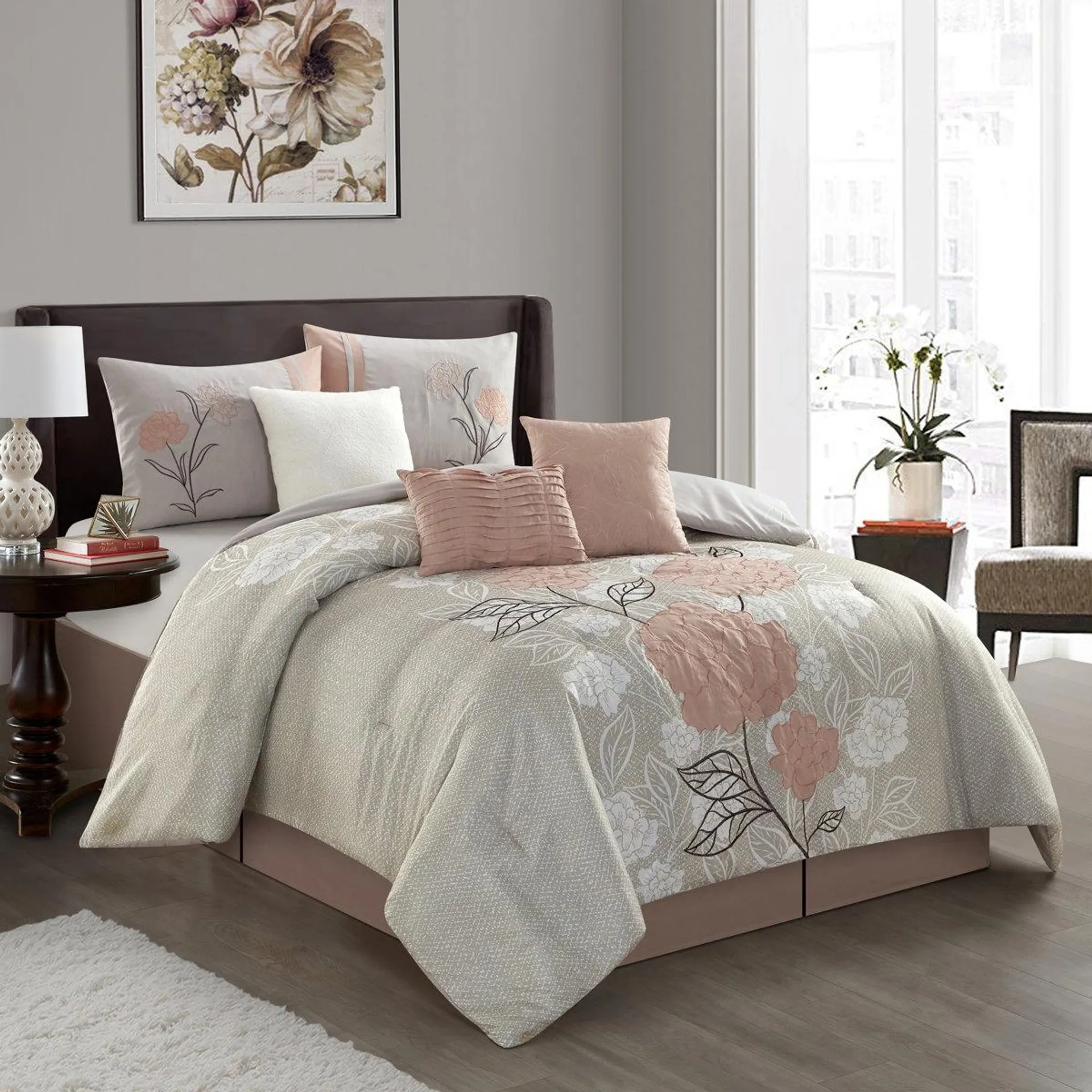 Camellia Microfiber 7 Piece Comforter Set