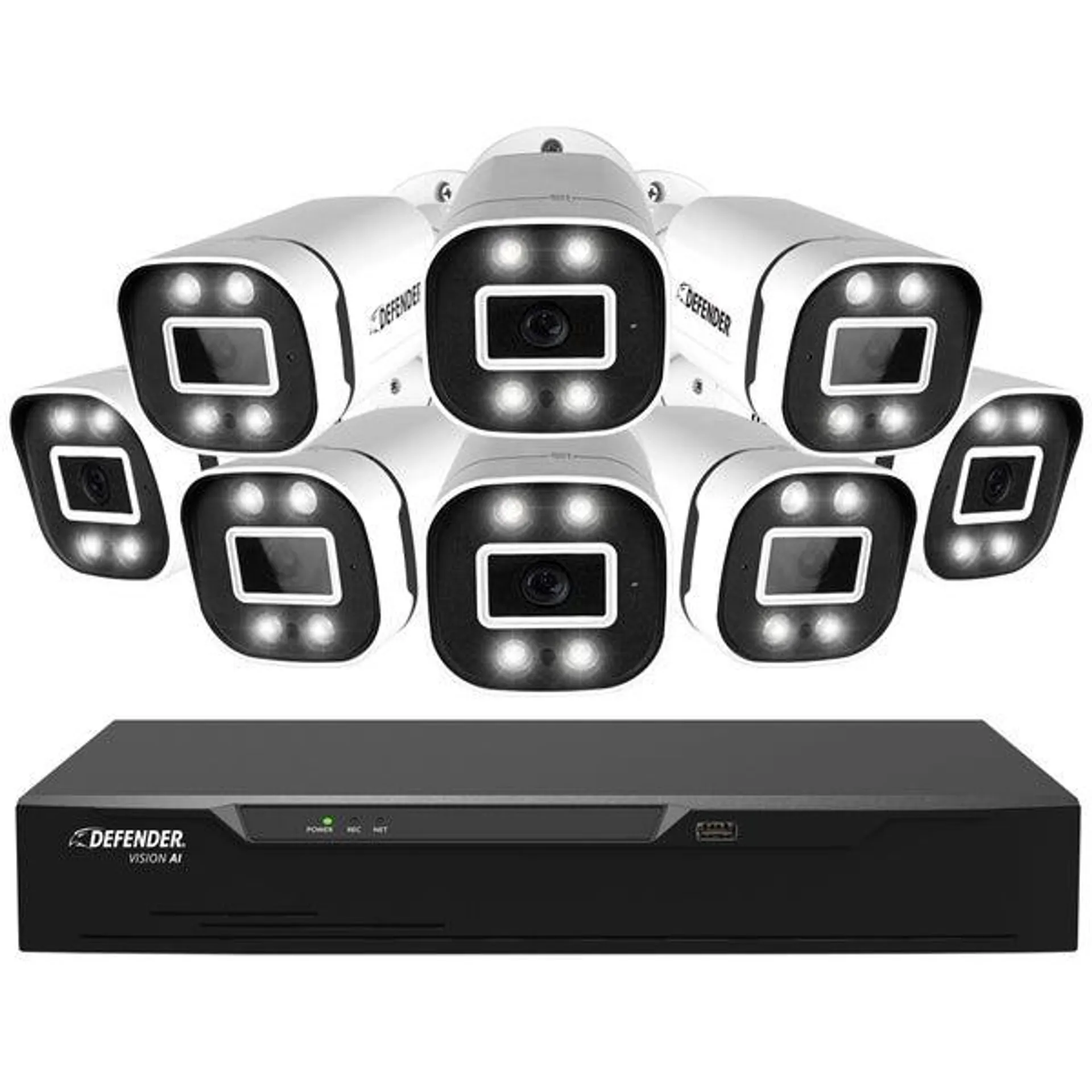 Defender 4K Vision AI Smart DVR Security System with 8 Deterrence Cameras