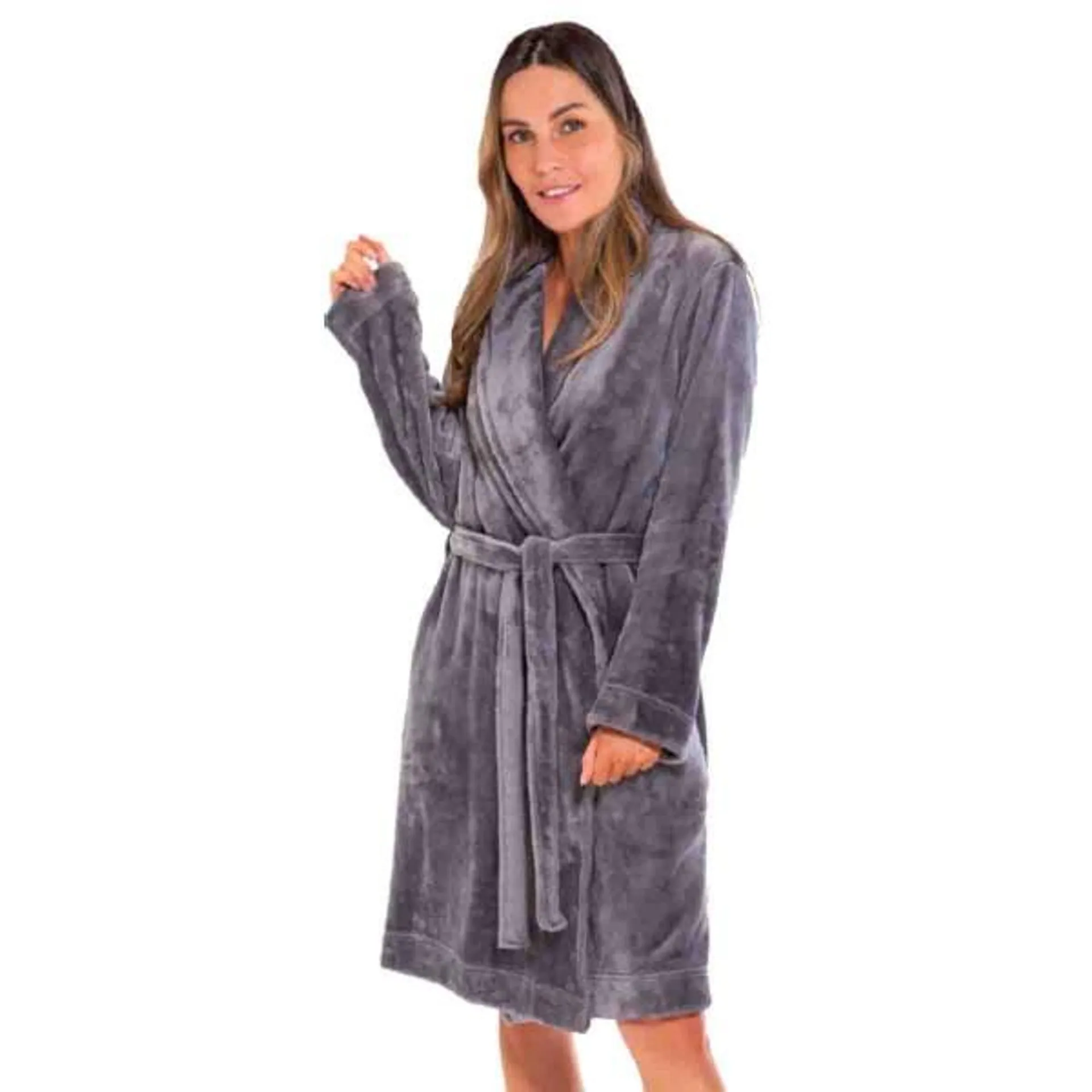 Bathrobe Fleece 40in Length Printed & Solid Asst