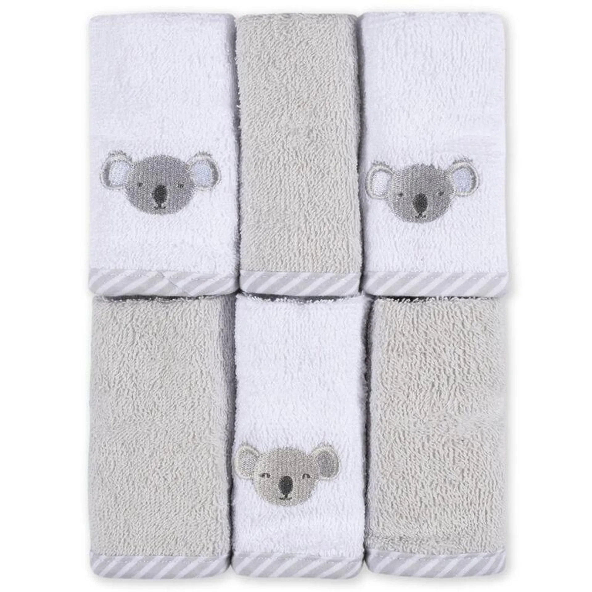 Koala Baby - 6-Pack Baby Washcloths - Brown & White Bear