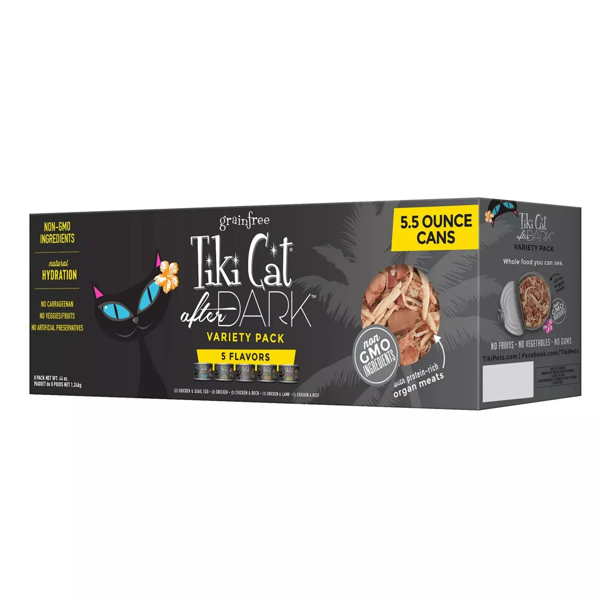 Tiki Cat® After Dark™ Wet Cat Food - Non-GMO, Grain Free - Variety Pack, 8 CT, 44 OZ