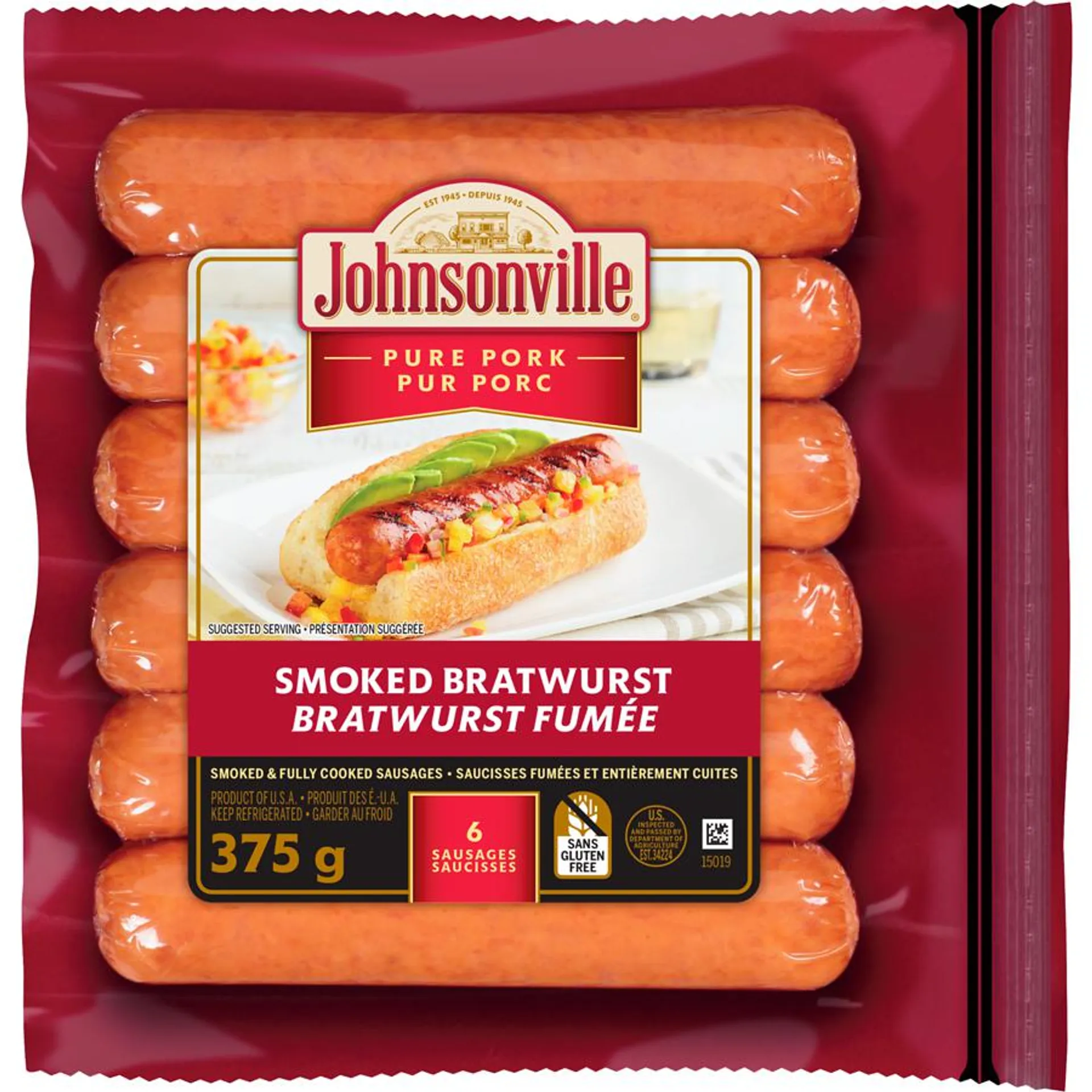 Smoked & Fully Cooked Sausages Pure Pork Smoked Bratwurst
