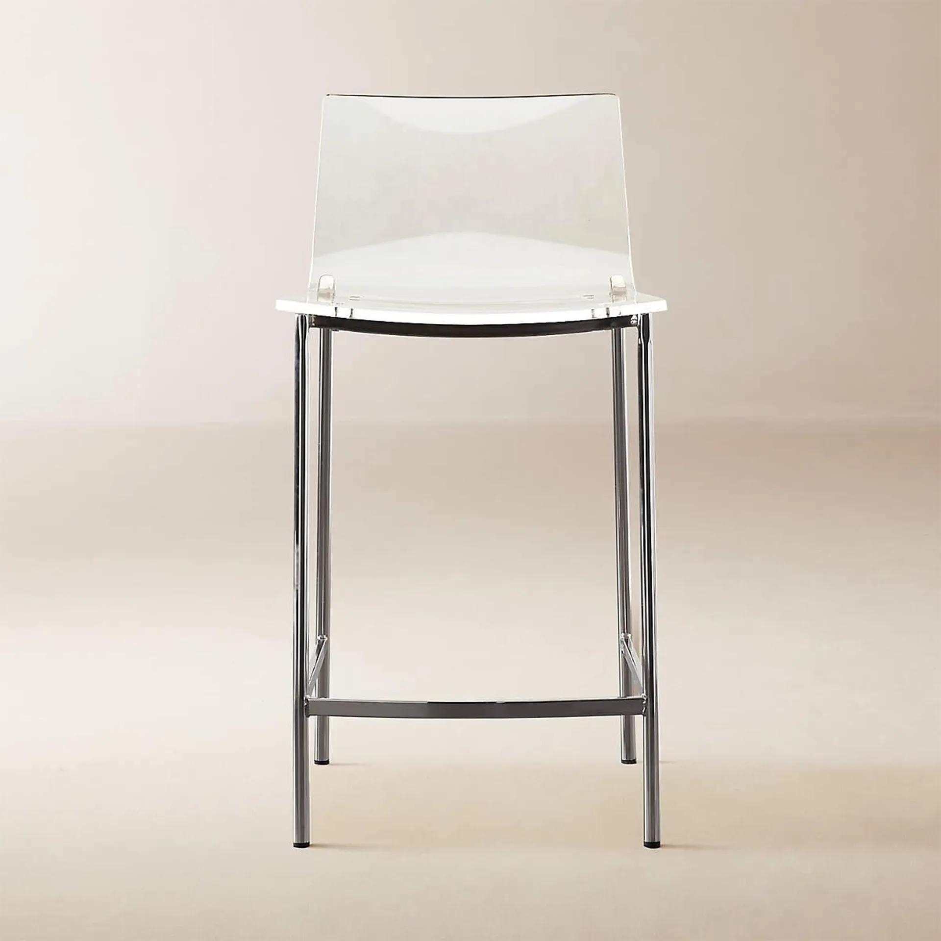 Chiaro Clear Acrylic Counter Stool with Nickel Legs