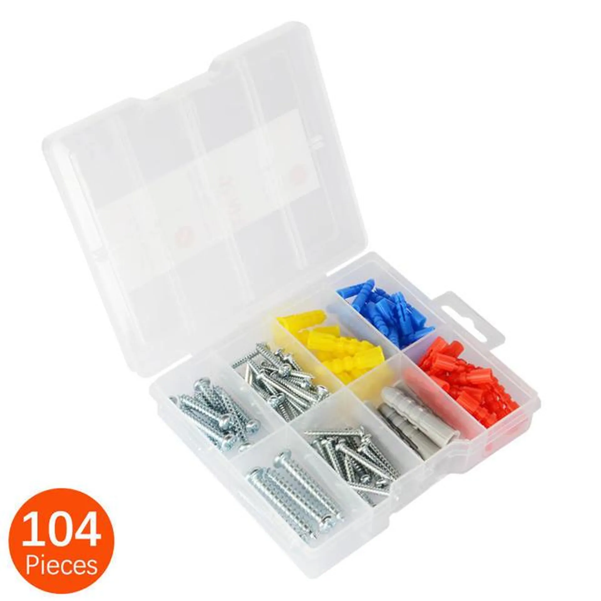 Self Drilling Drywall Anchors Screws Assortment Set Kit Assorted Sizes, 104 Pcs/Pack - LIVINGbasics®