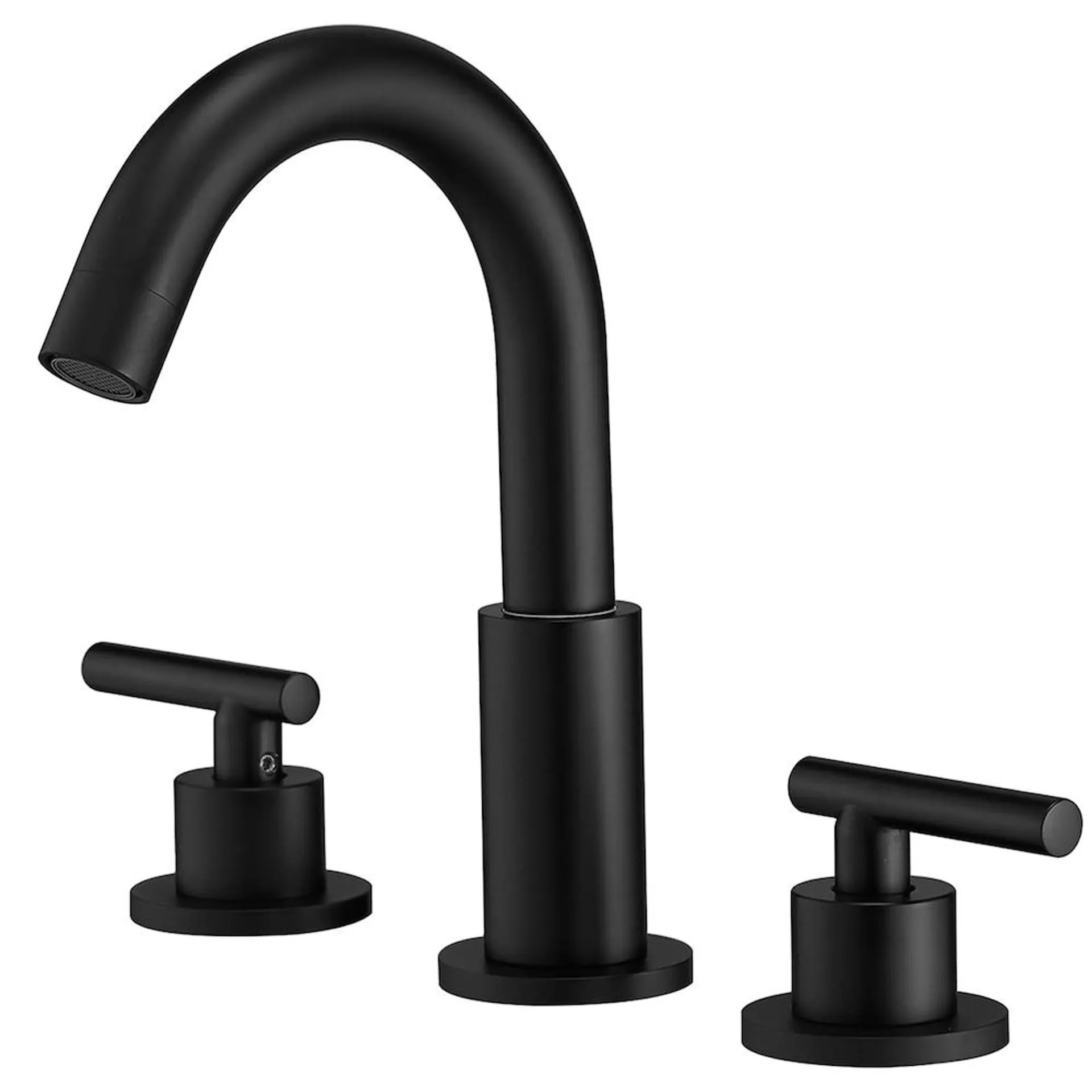 8 inch Widespread Double Handle Bathroom Faucet with Pop-Up Drain Assembly in Matte Black