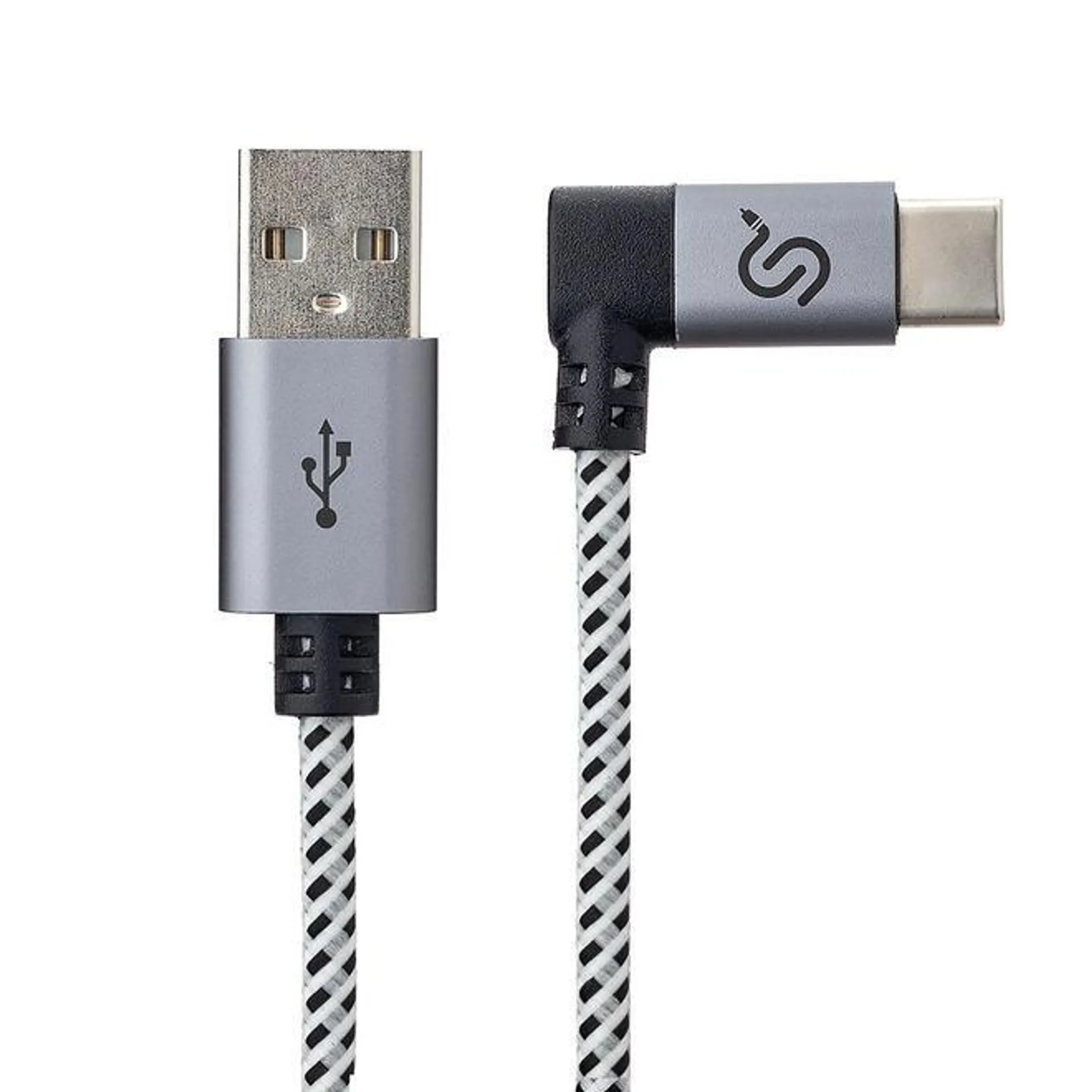 USB 2.0 (Type A) Male Straight to USB C (Type C) Male Right Angle 90 Degree Converter - PrimeCables® - 3ft