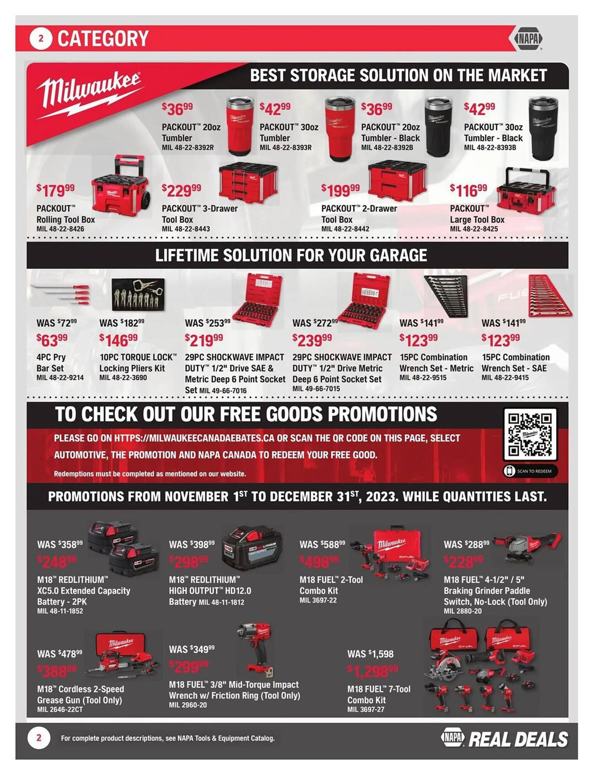 NAPA Auto Parts flyer from November 1 to December 31 2023 - flyer page 14