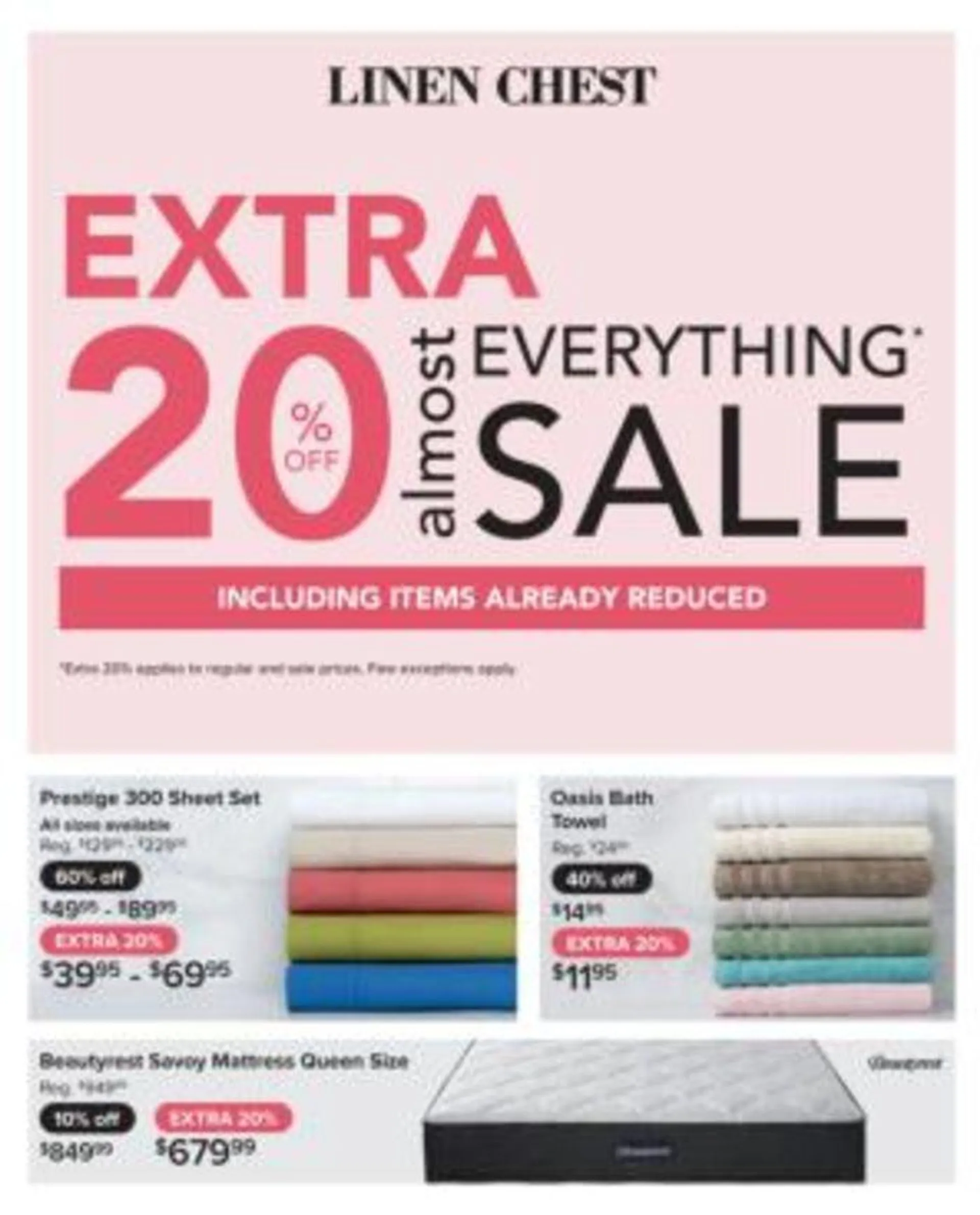 Linen Chest Flyer I Shop our Extra 20% Sale - 1