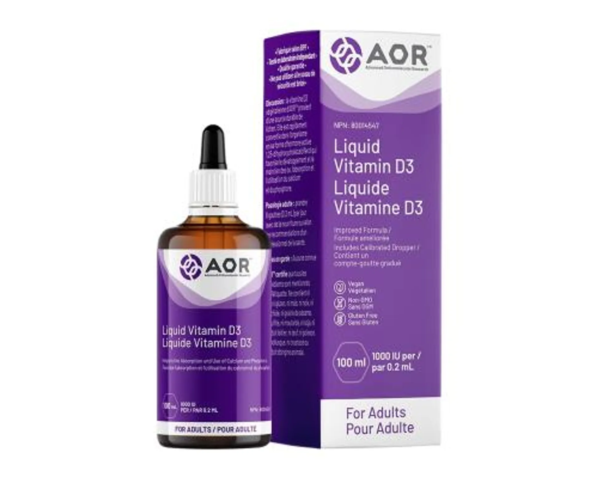 AOR Vitamin D3 Liquid Adult 1000 IU 100mL