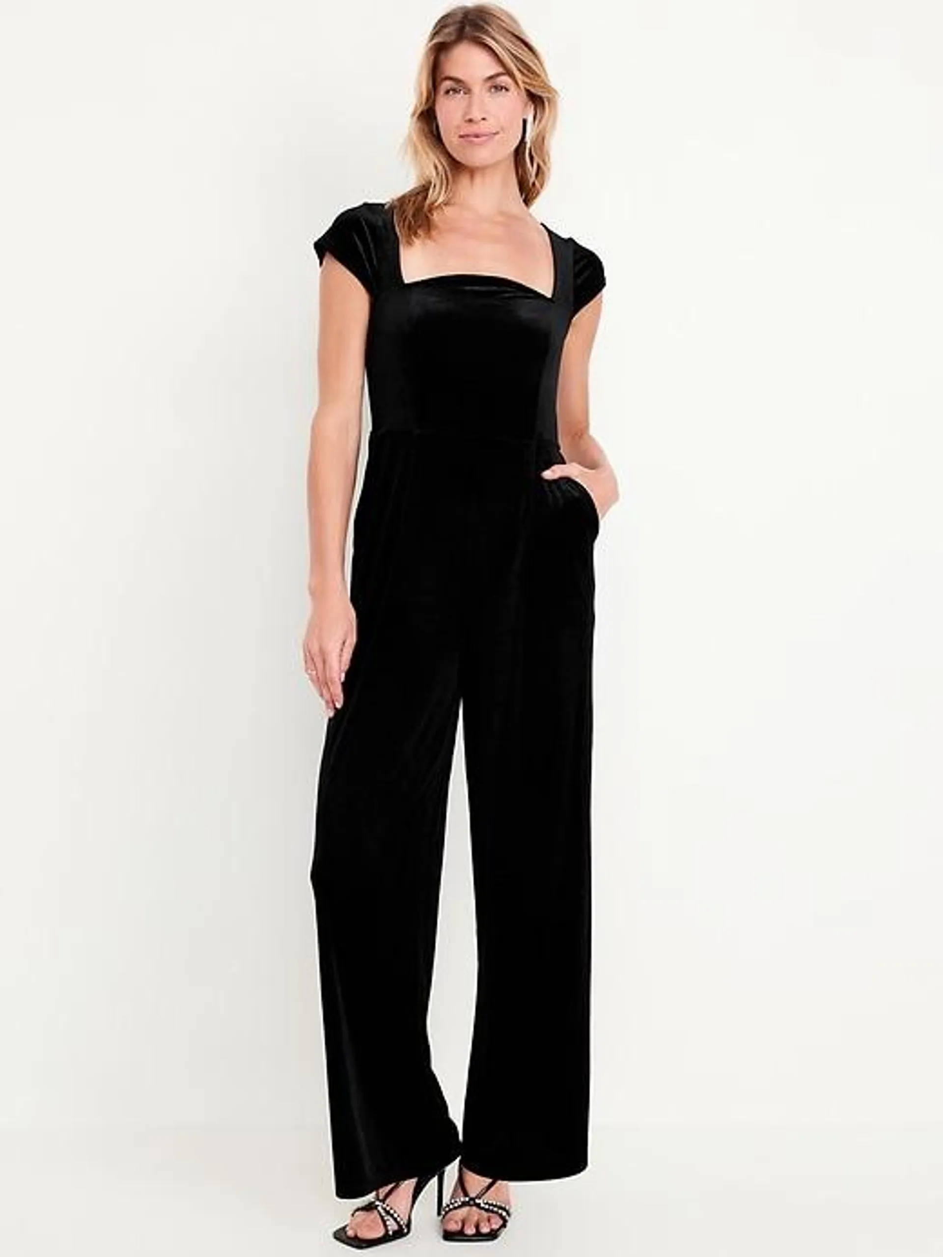 Fit & Flare Velvet Jumpsuit