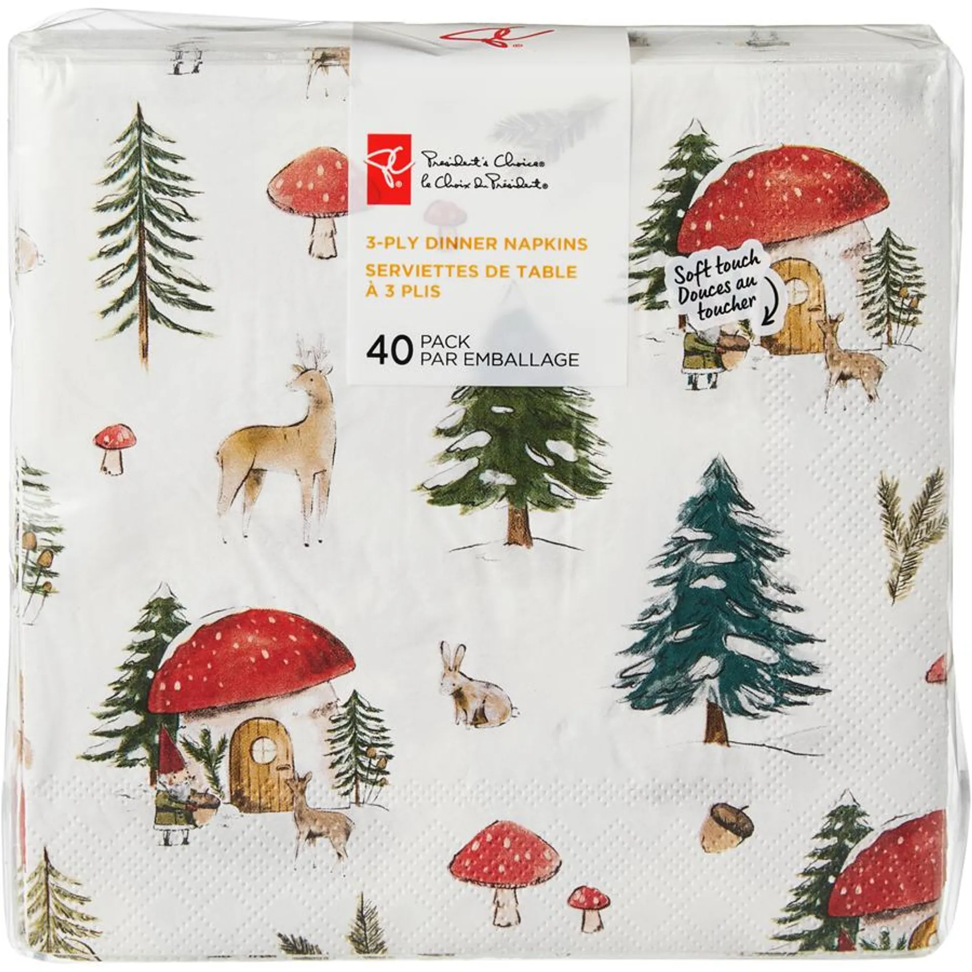 3 Ply Dinner Napkins 40 Pack - Mushrooms