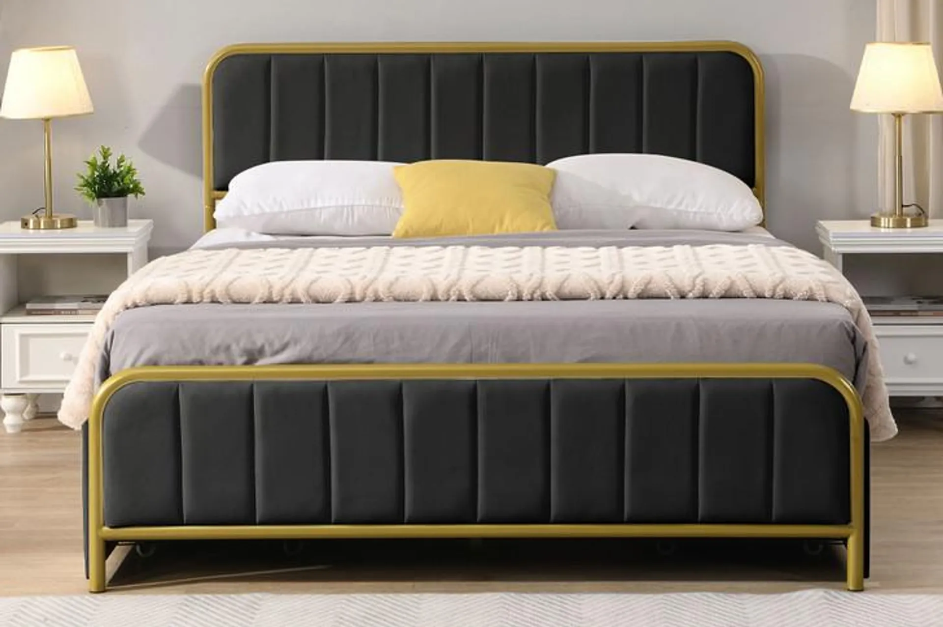 Belize Metal Upholstered Platform Bed