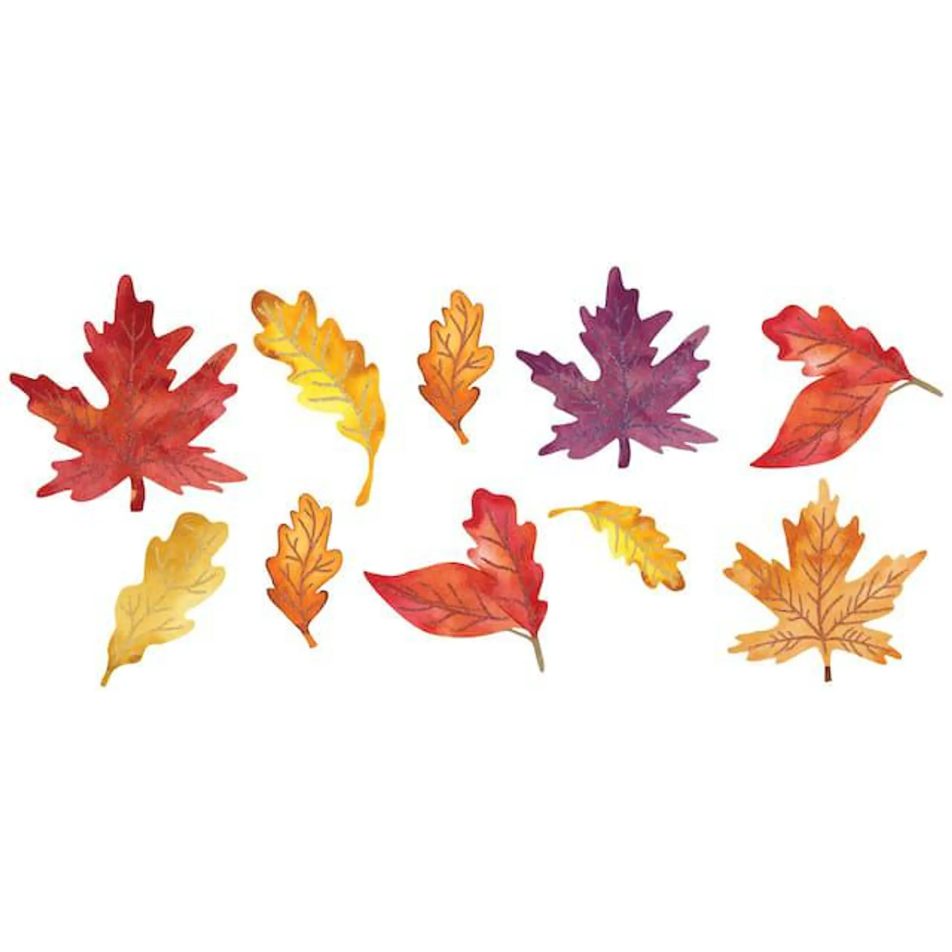 Mini Glitter Leaf Cutouts, Multi-Coloured, 9-in, 10-pk, Indoor Decoration for Fall