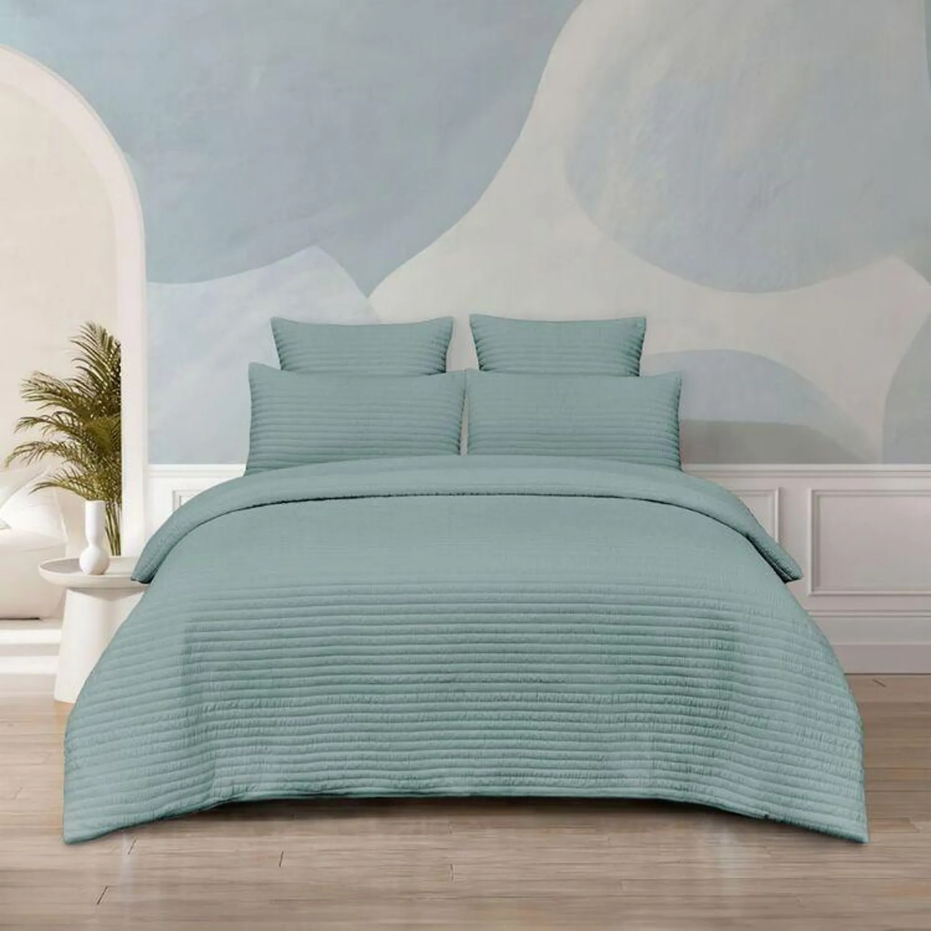 KOO Bethany Quilted Quilt Cover Set Seafoam