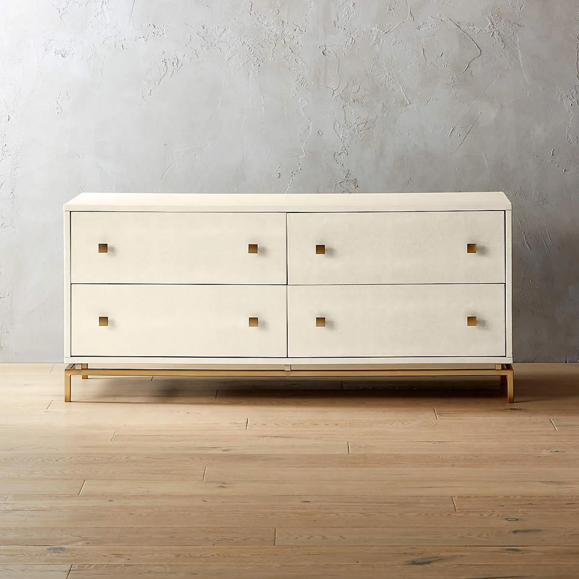 Ivory Shagreen Embossed Low Dresser