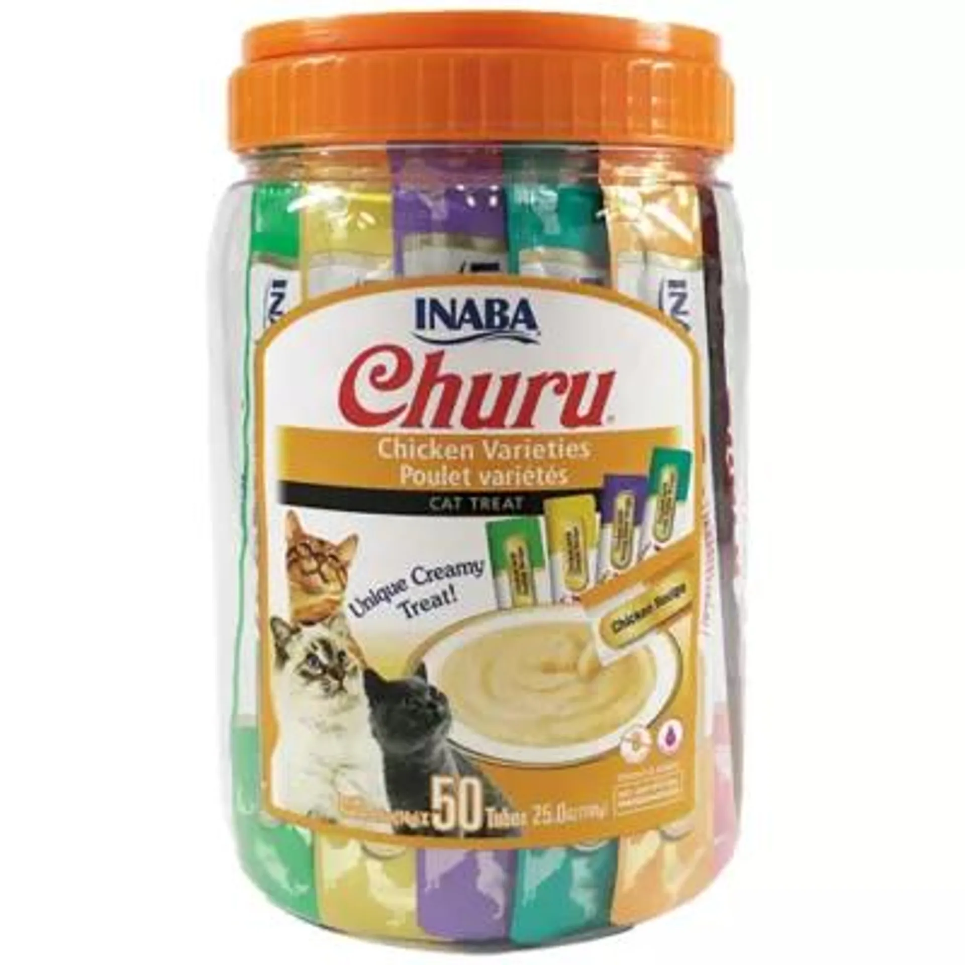 INABA Churu Chicken Puree Variety Pack Cat Treats - 50 Count