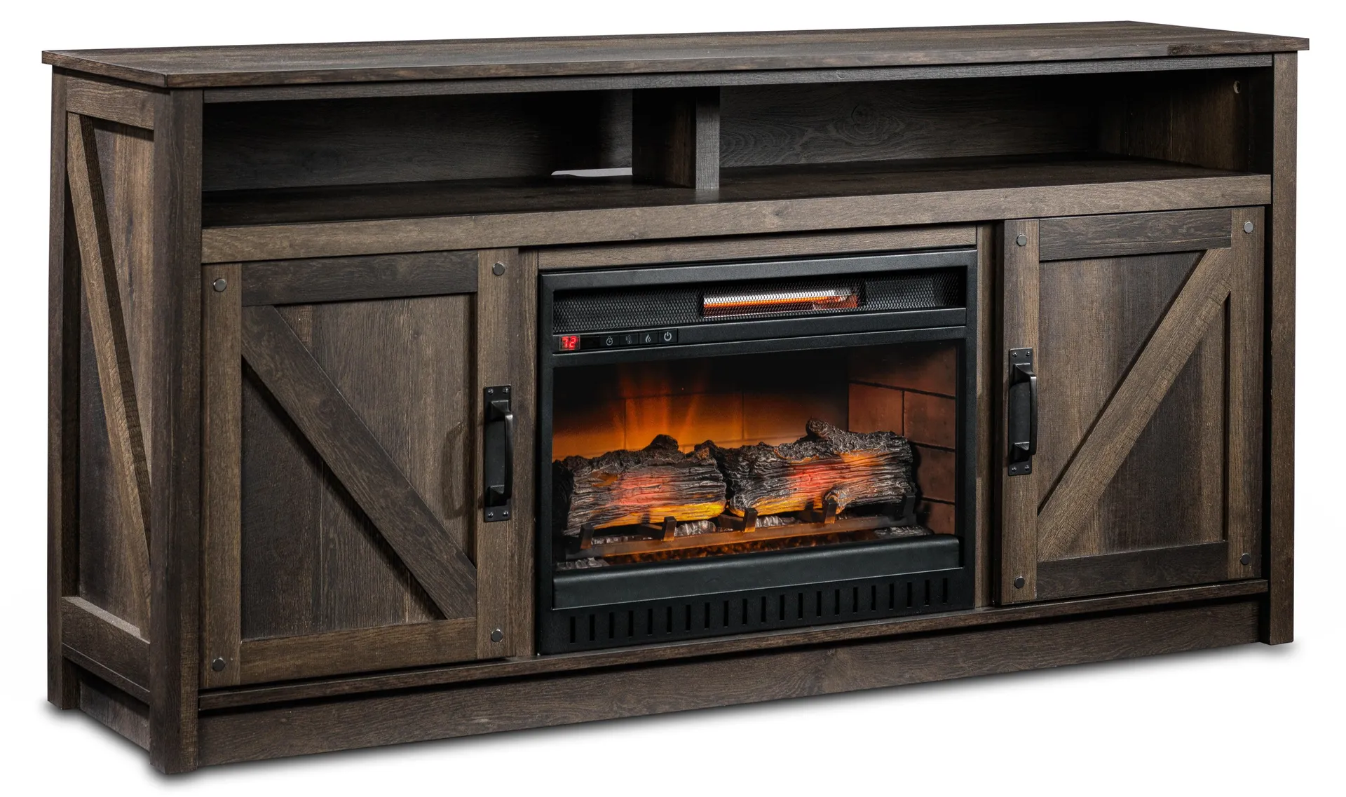 Noah 59.75" Fireplace TV Stand - Aged Oak