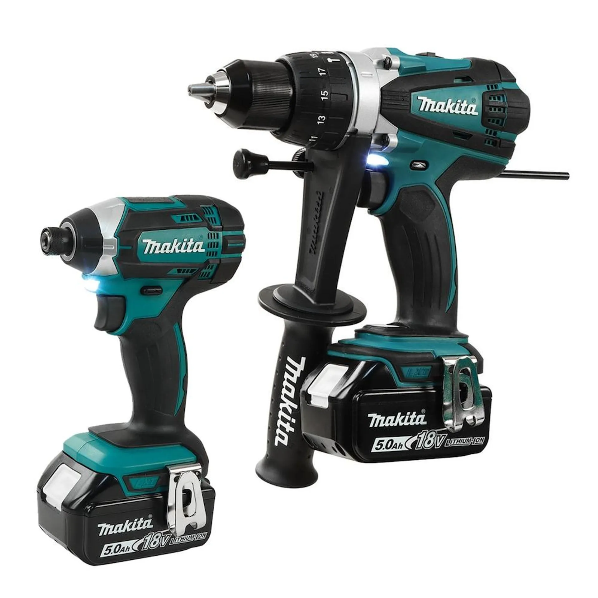 18V LXT Cordless Hammer Drill-Driver & Impact Driver Kit w/2 Batteries (5.0Ah), Rapid Charger & Bag