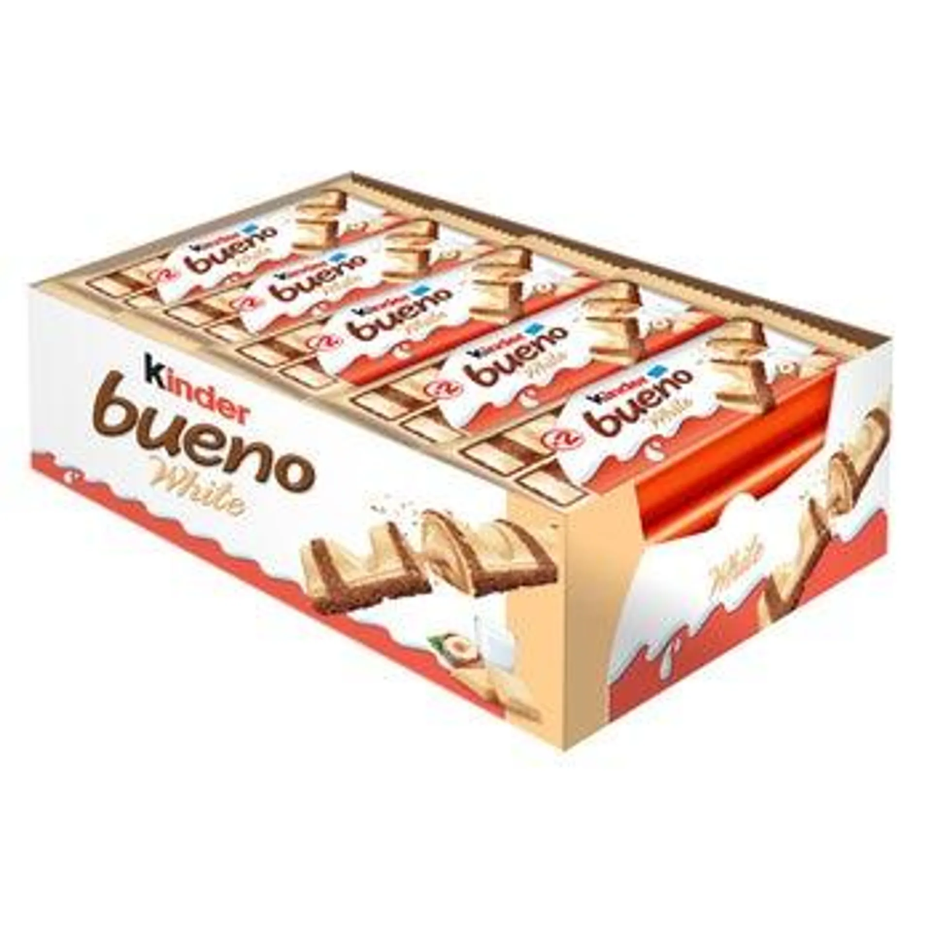 Kinder Bueno White Chocolate and Hazelnut Cream Candy Bars, 20 × 39 g