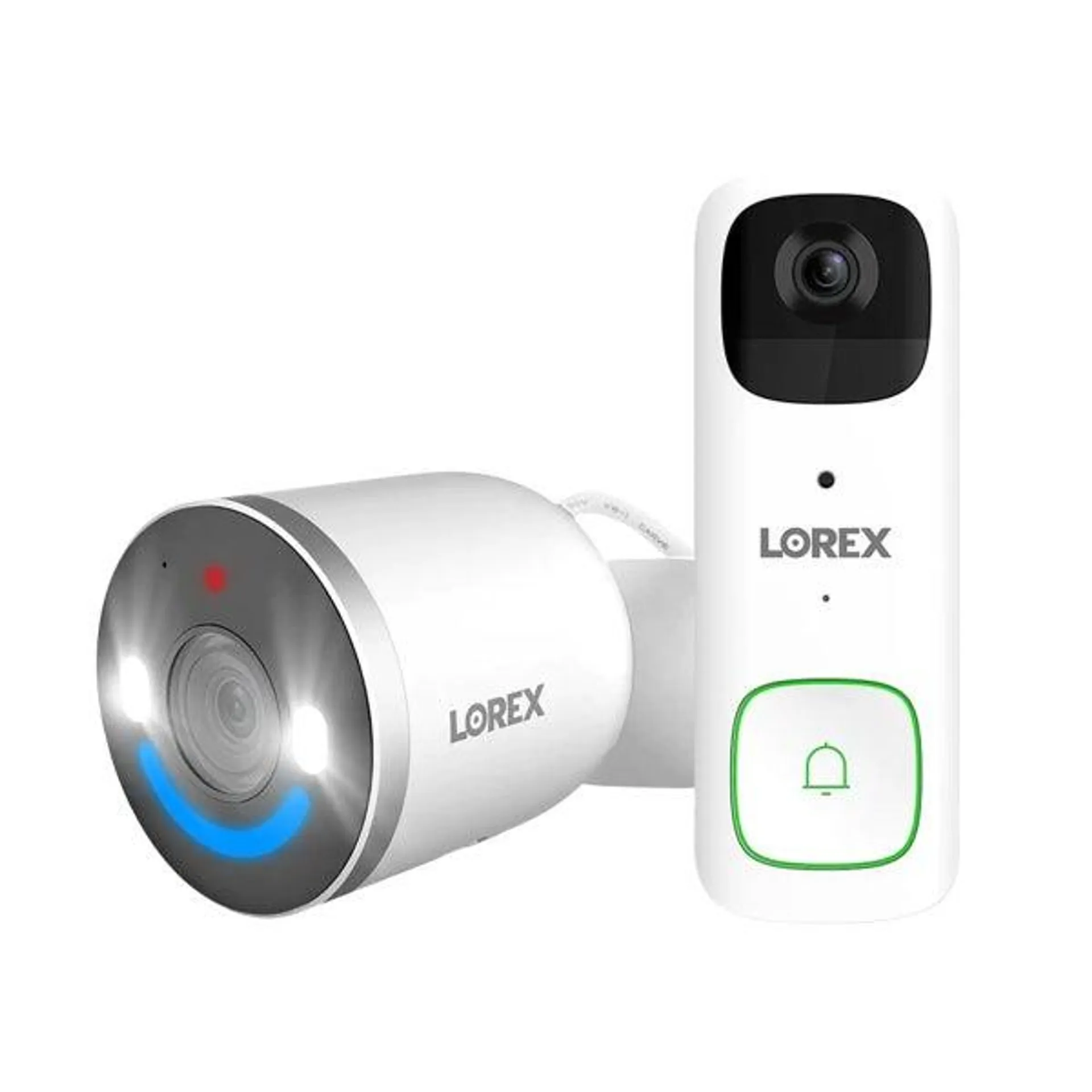 Lorex 2K Battery Video Doorbell and 4K Spotlight Indoor/Outdoor Wi-Fi Security Camera