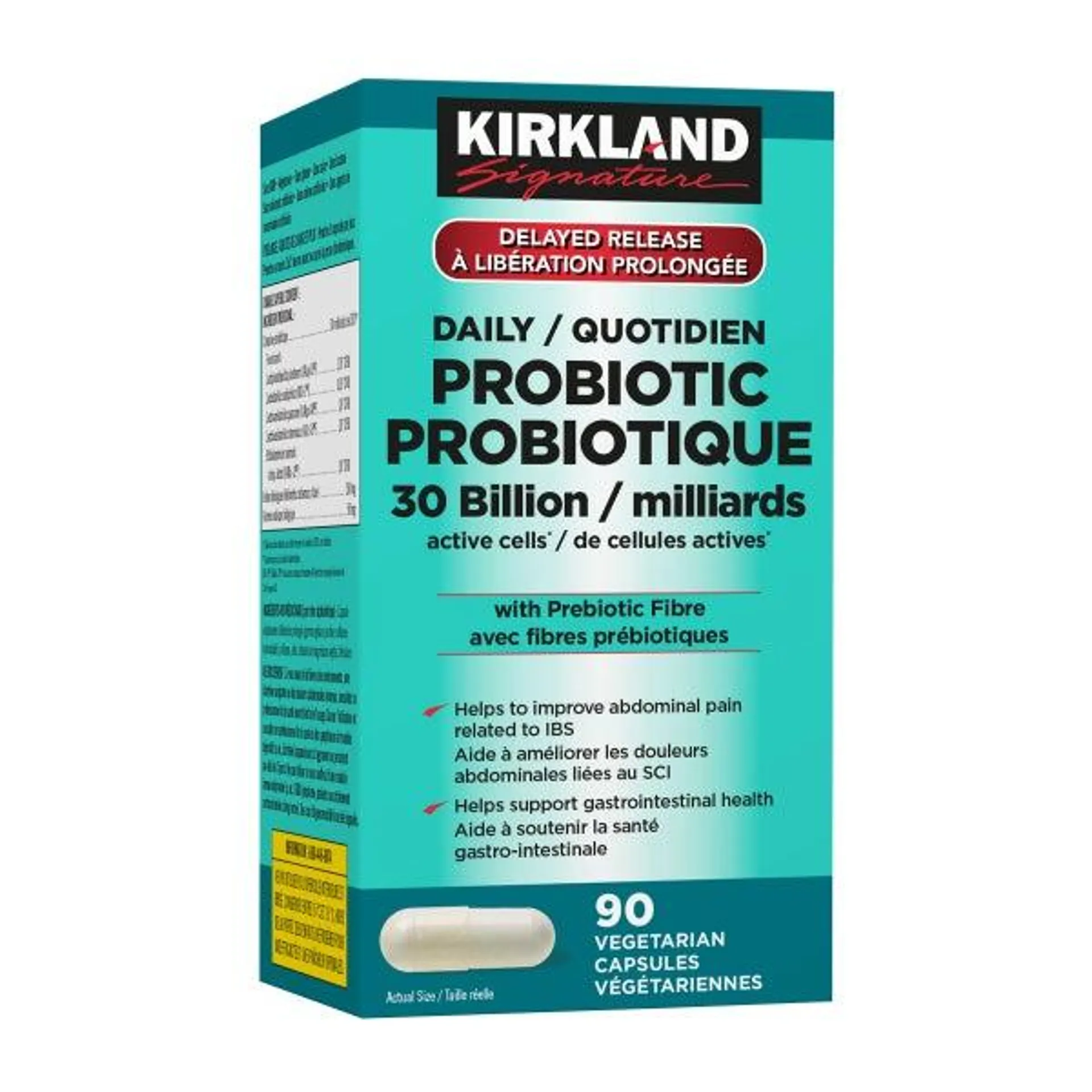 Kirkland Signature Daily Probiotic 30 Billion, 90 Vegetarian Capsules