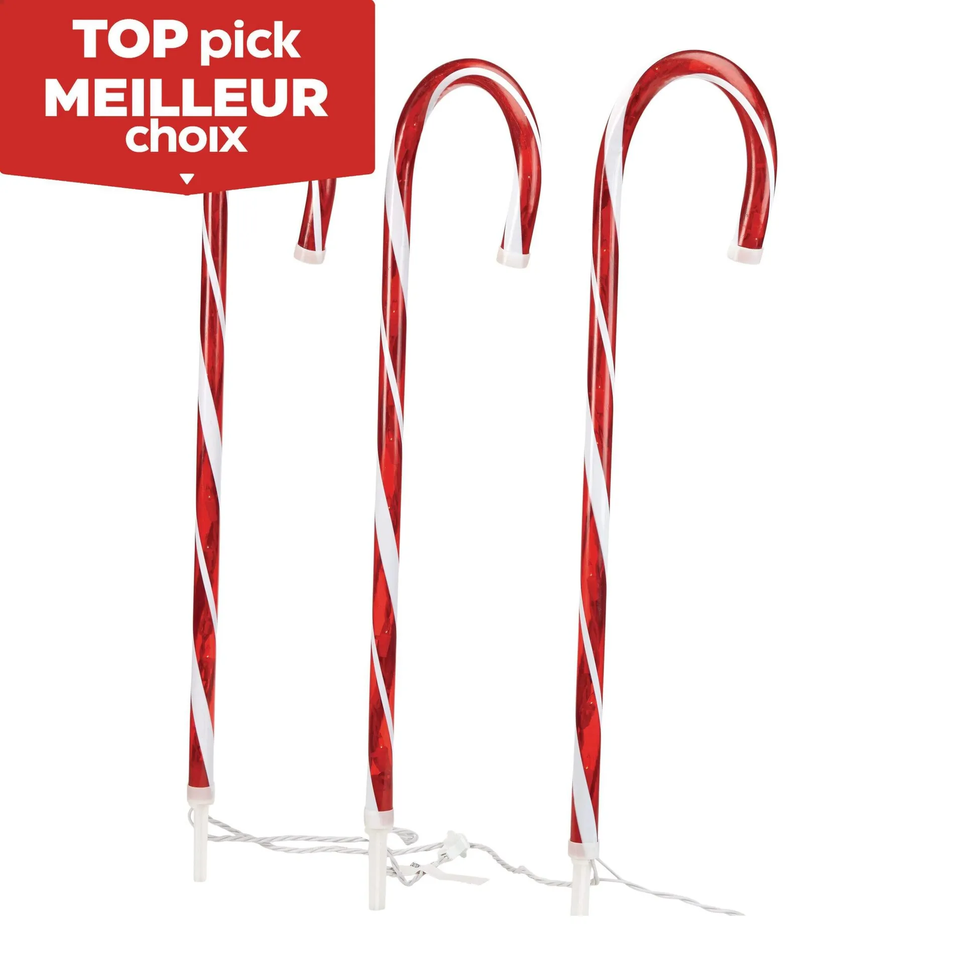 For Living 3 Incandescent Candy Cane Christmas Stakes